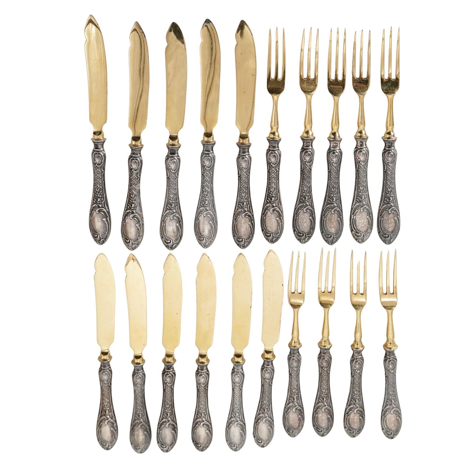 (24pc) Antique Imperial Russian Silver Cutlery Set (1 of 3)