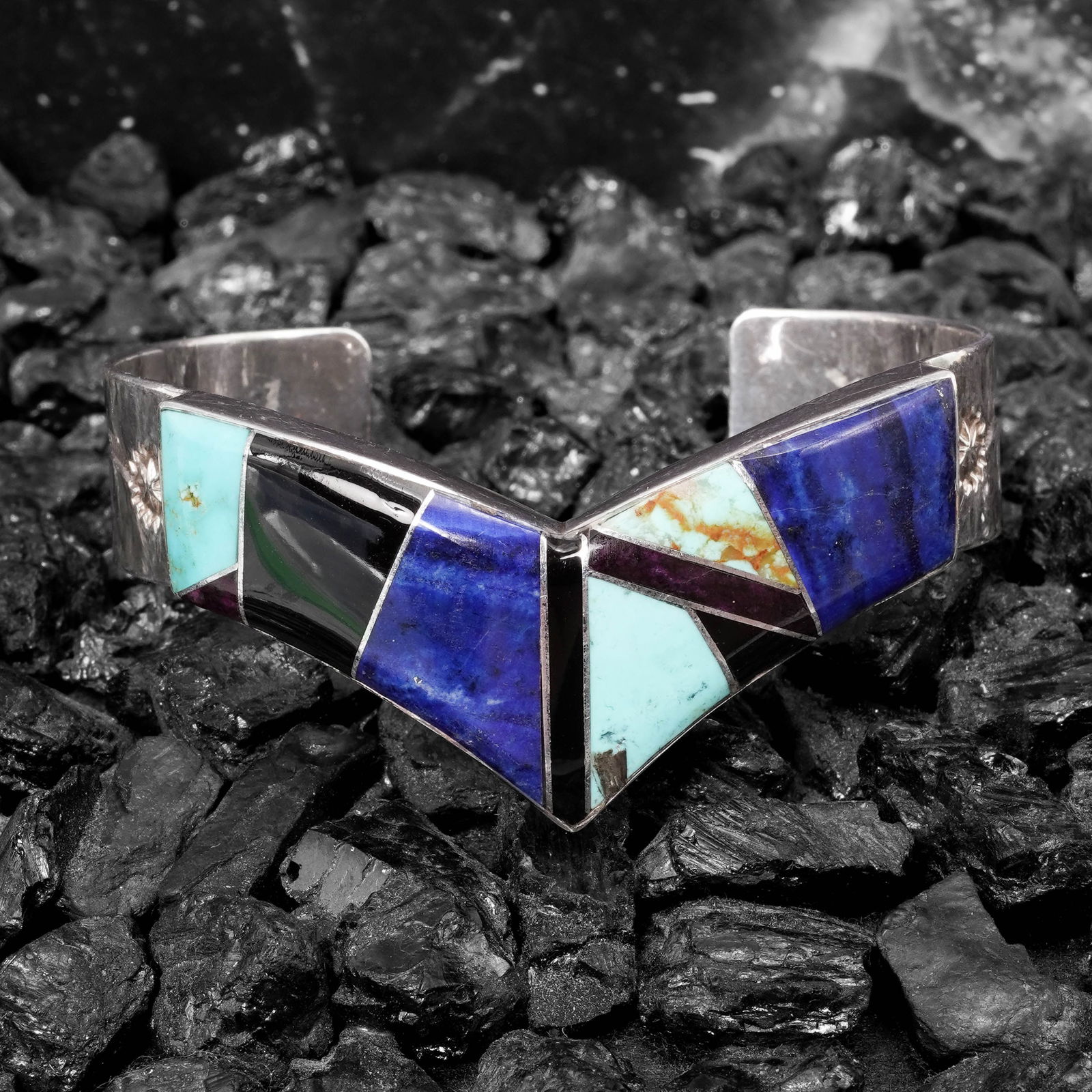 J. Nelson Navajo Sterling Silver & Turquoise Inlay Cuff Bracelet (1 of 6)