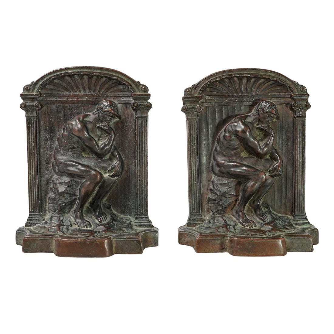 After Auguste Rodin "Thinker" Bronze Bookends (1 of 3)