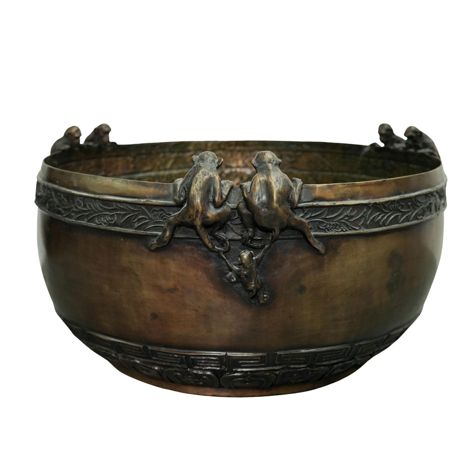 Large Vintage Bronze Monkey Bowl (1 of 11)