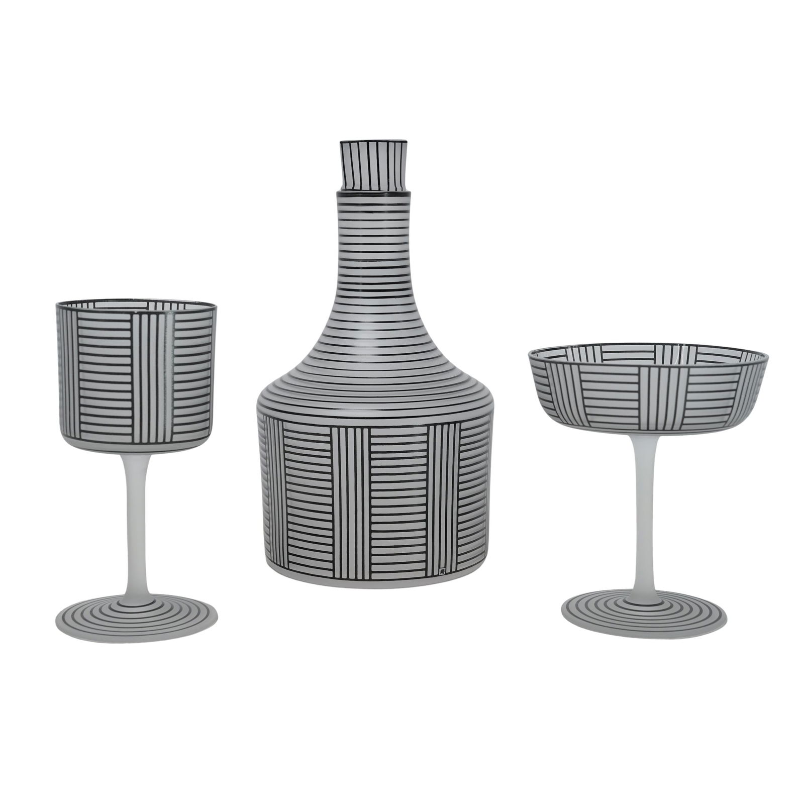 (3pc) Josef Hoffmann For J. & L. Lobmeyr "Series B" Decanter & Glasess (1 of 5)