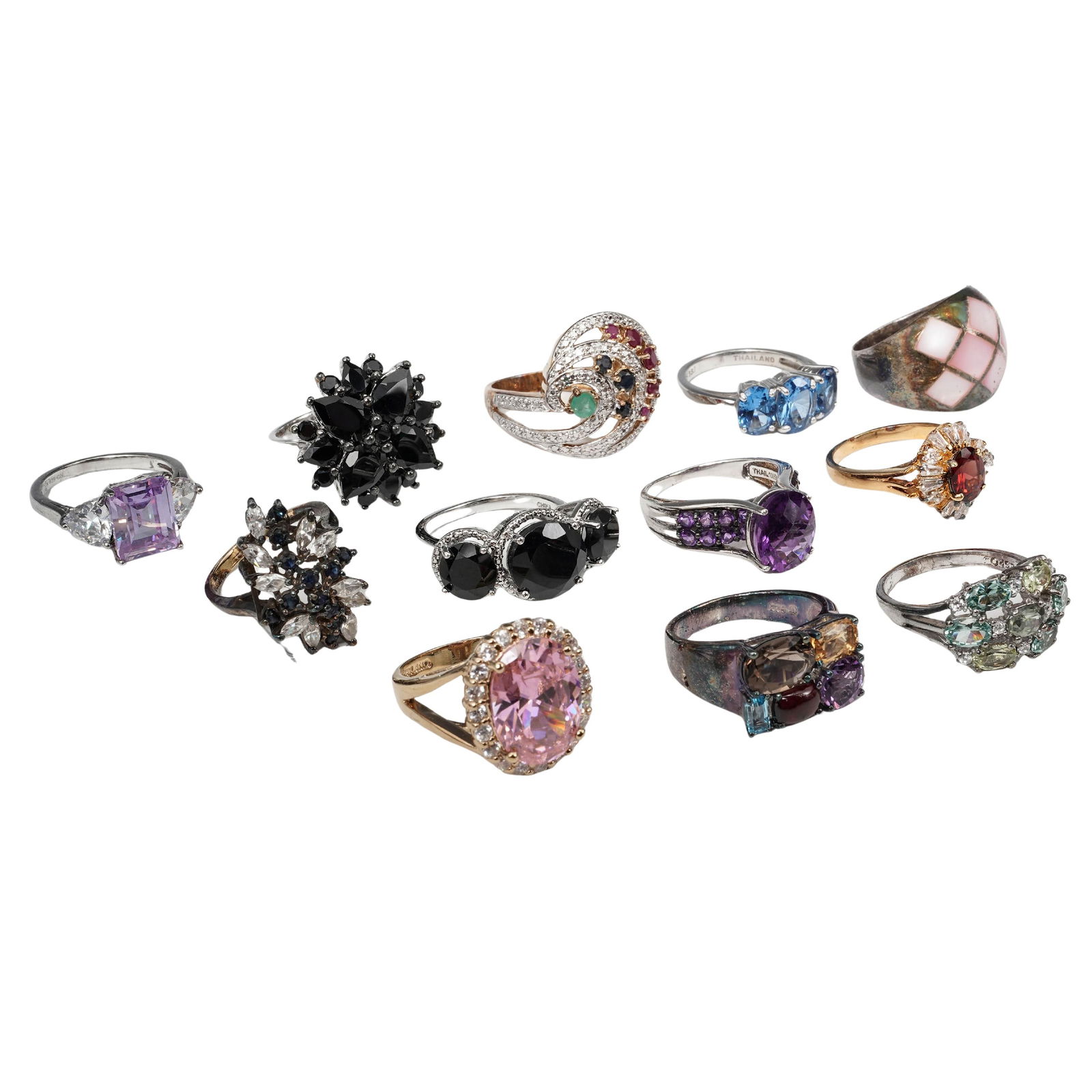 (12 Pcs) Sterling Silver & Cubic Zirconia Ring Collection (1 of 13)