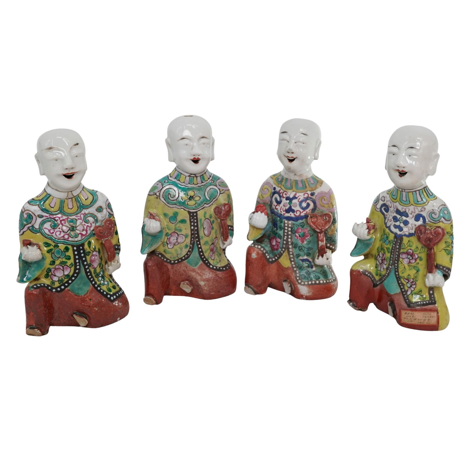 (4pc) Chinese Qing Famille Rose "Ho Ho Boys" Porcelain Figures (1 of 7)
