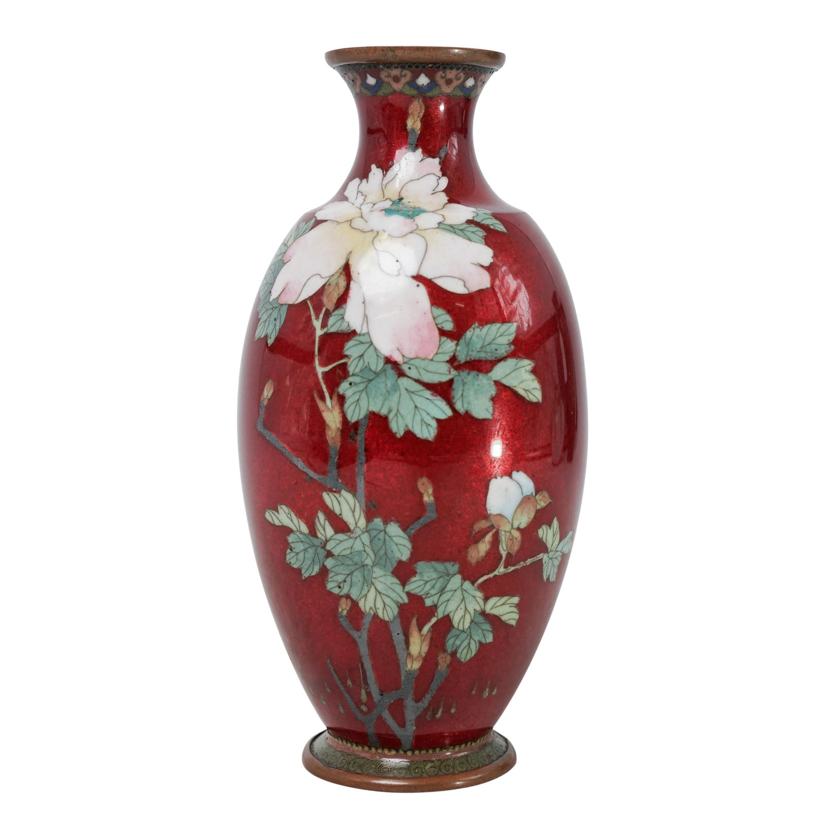 Antique Japanese Cloisonne Peony Vase (1 of 4)