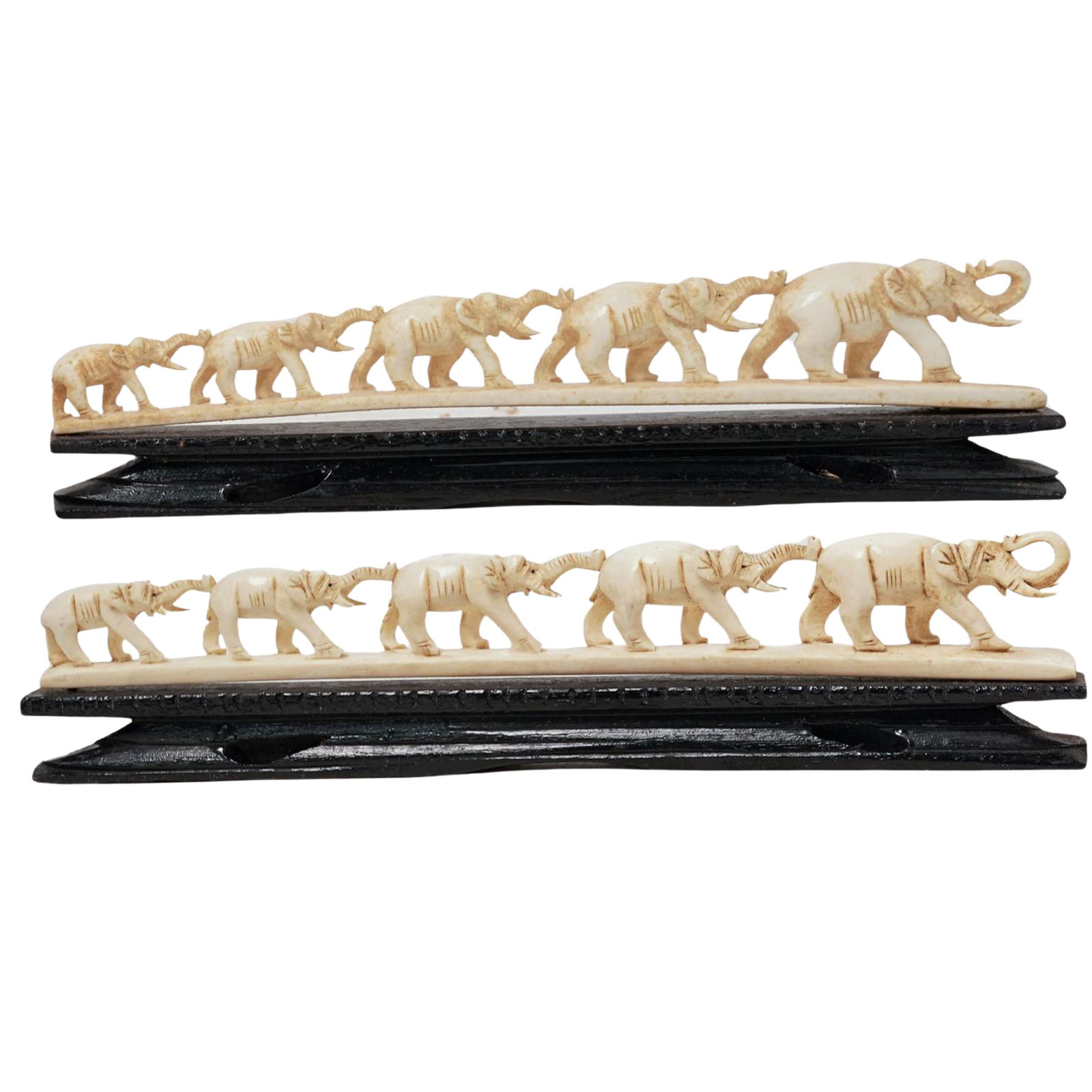 (2pc) Chinese of Carved Bone Elephant BridgeSculptures (1 of 5)