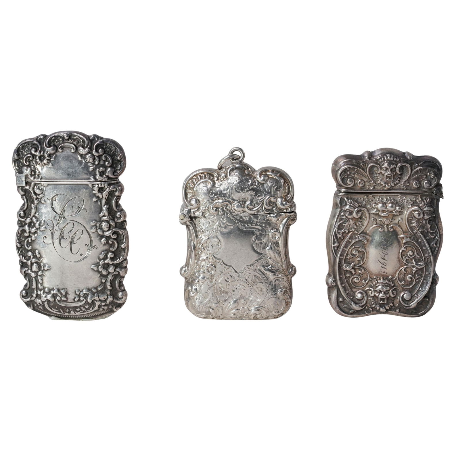 (3pc) Art Nouveau Assorted Sterling Silver Match Safe (1 of 3)