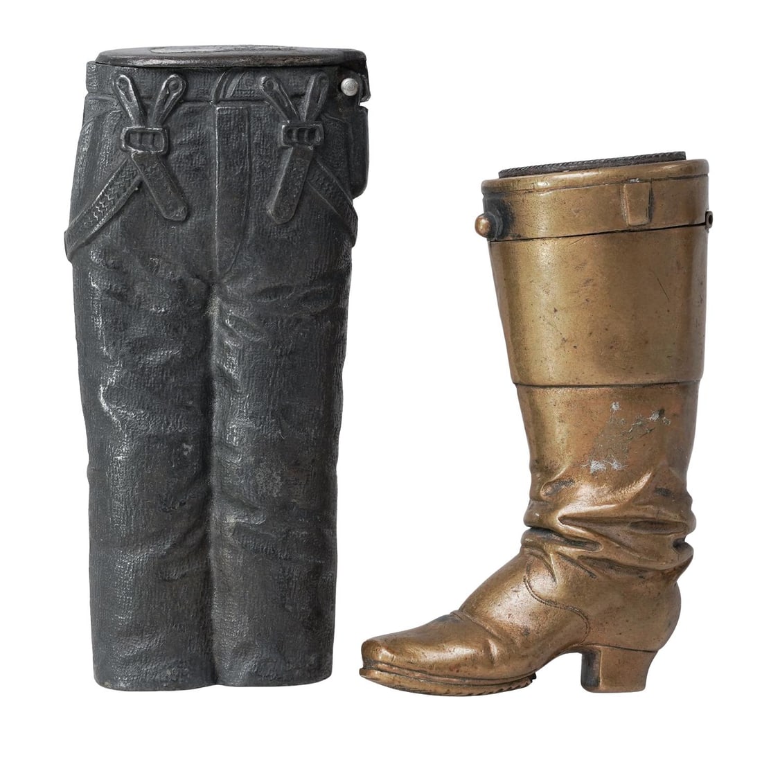 (2pc) Antique Novelty Brass Match Safes (1 of 3)