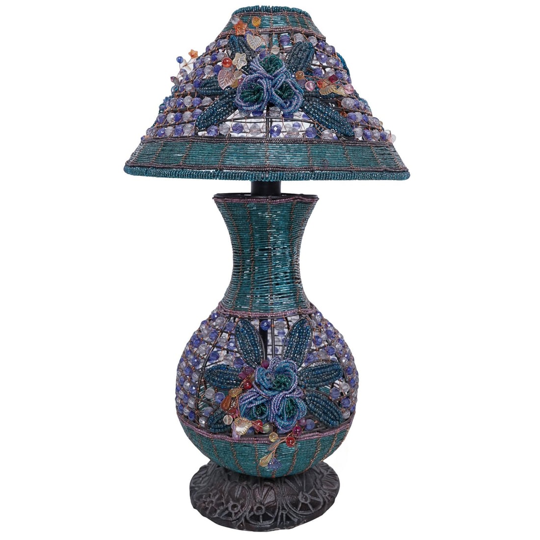 Vintage Hand Beaded Lamp and Shade (1 of 10)