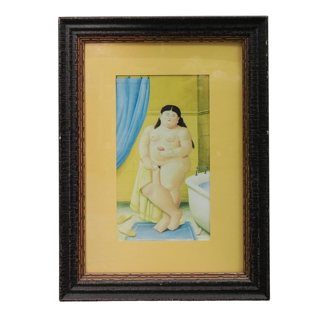 After Fernando Botero "The Bathroom" Print: After Fernando Botero "The Bathroom" Print1999, Columbianâ€œThe Bathroomâ€ by Fernando Botero, high quality framed print, which features his signature style, known as