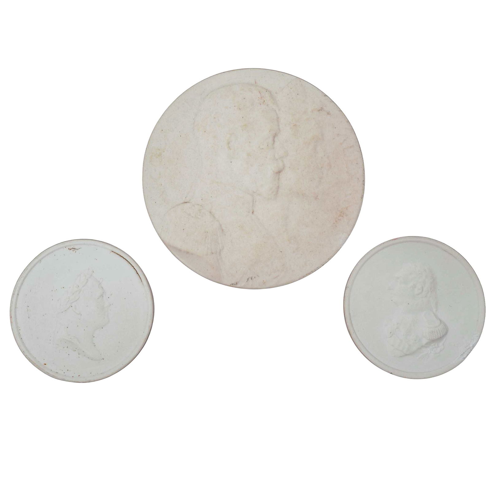 (3pc) Antique Russian Bisque Porcelain Medallions. (1 of 3)