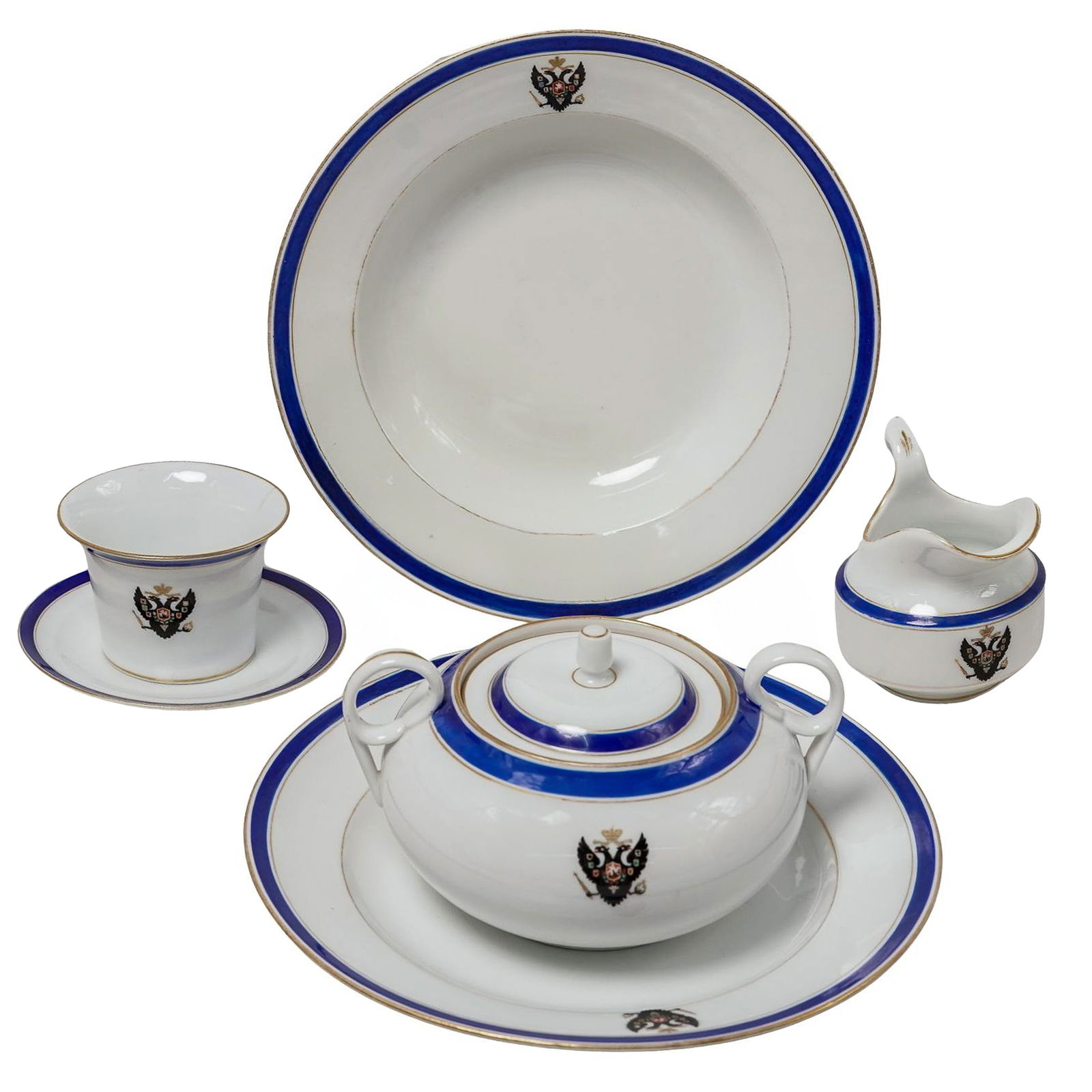 (6pc) Imperial Porcelain St. Petersburg Russian Tsarkoe Selo Palace Service Nicholas II (1 of 5)