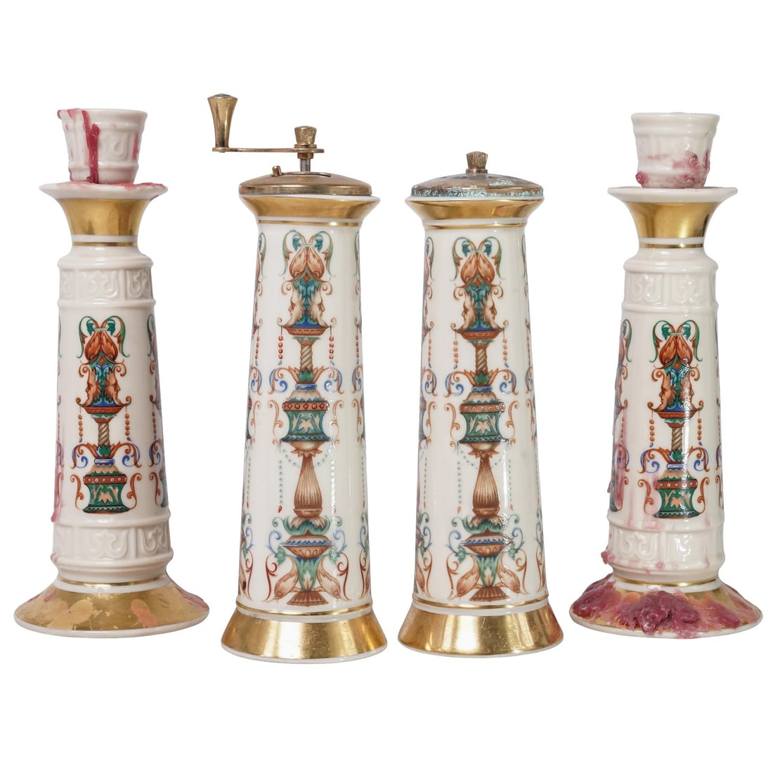 (4 pc) Lenox "Lido" Porcelain Candlesticks Salt Shaker and Pepper Mill (1 of 8)