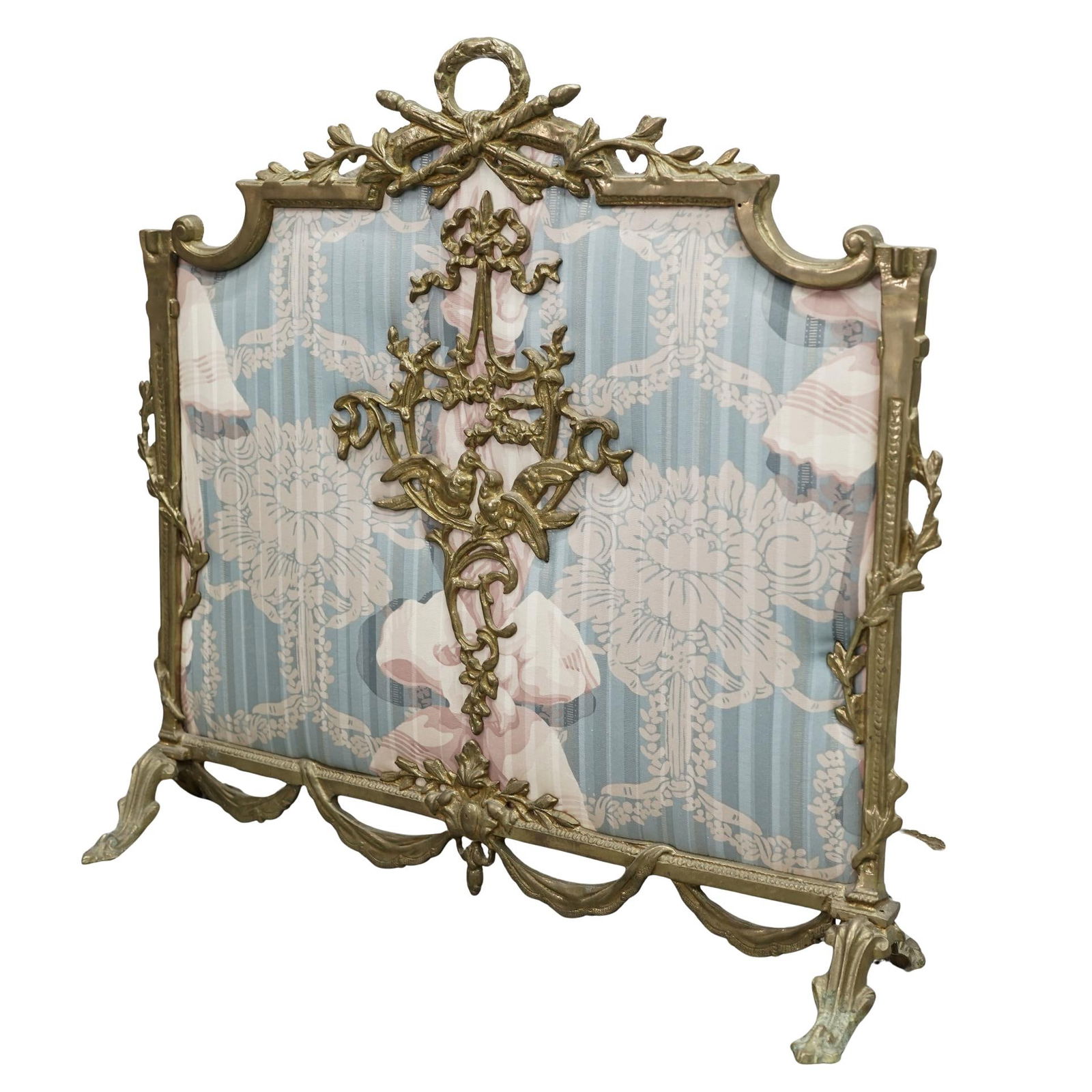 19th Cent. Rococo Ormolu Bronze Quilted Fireplace Screen - 2