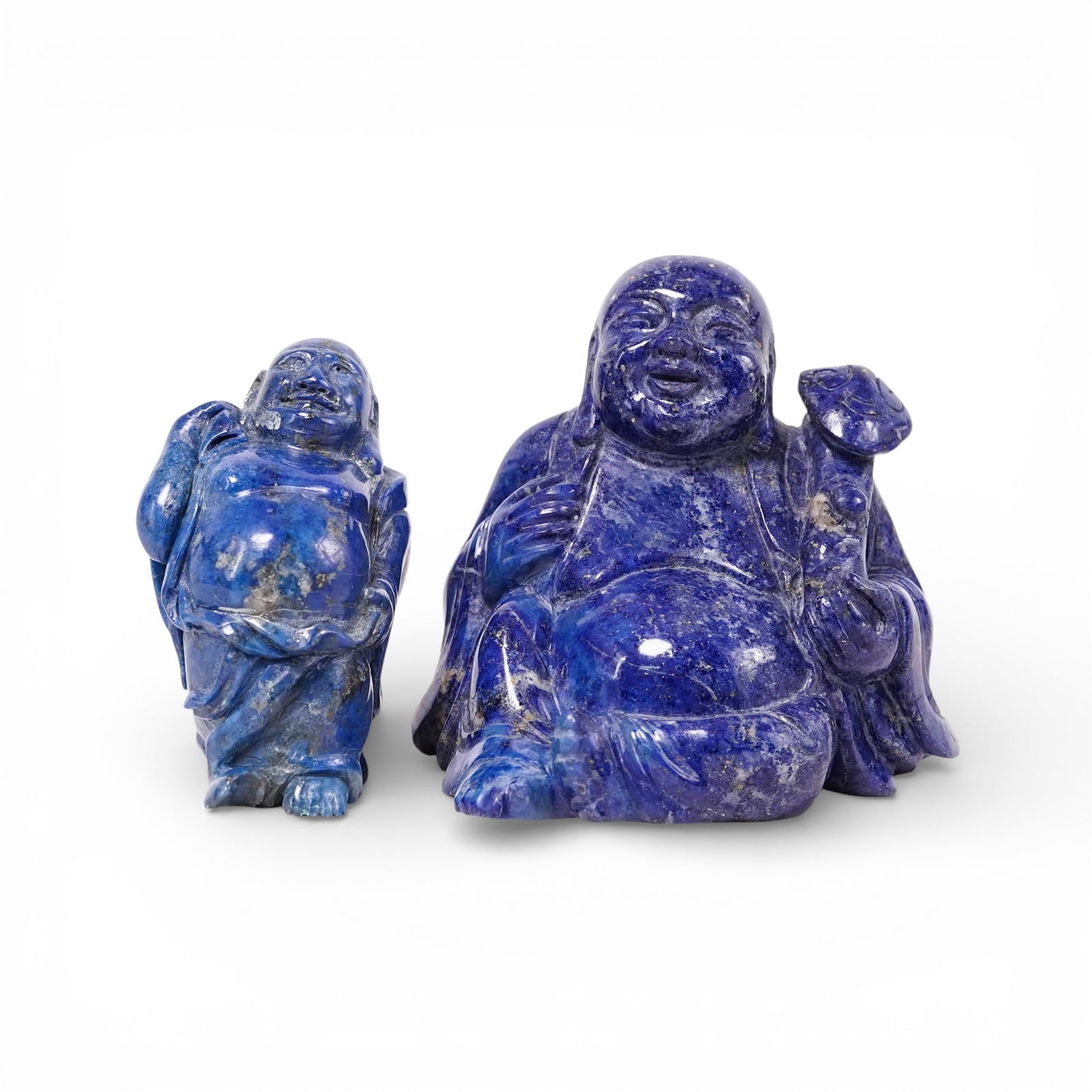 (2 Pc) Chinese Lapis Lazuli Buddha Figurines (1 of 4)
