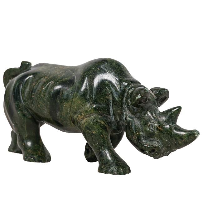 Spinach Green Jade Rhinoceros figurine (1 of 4)