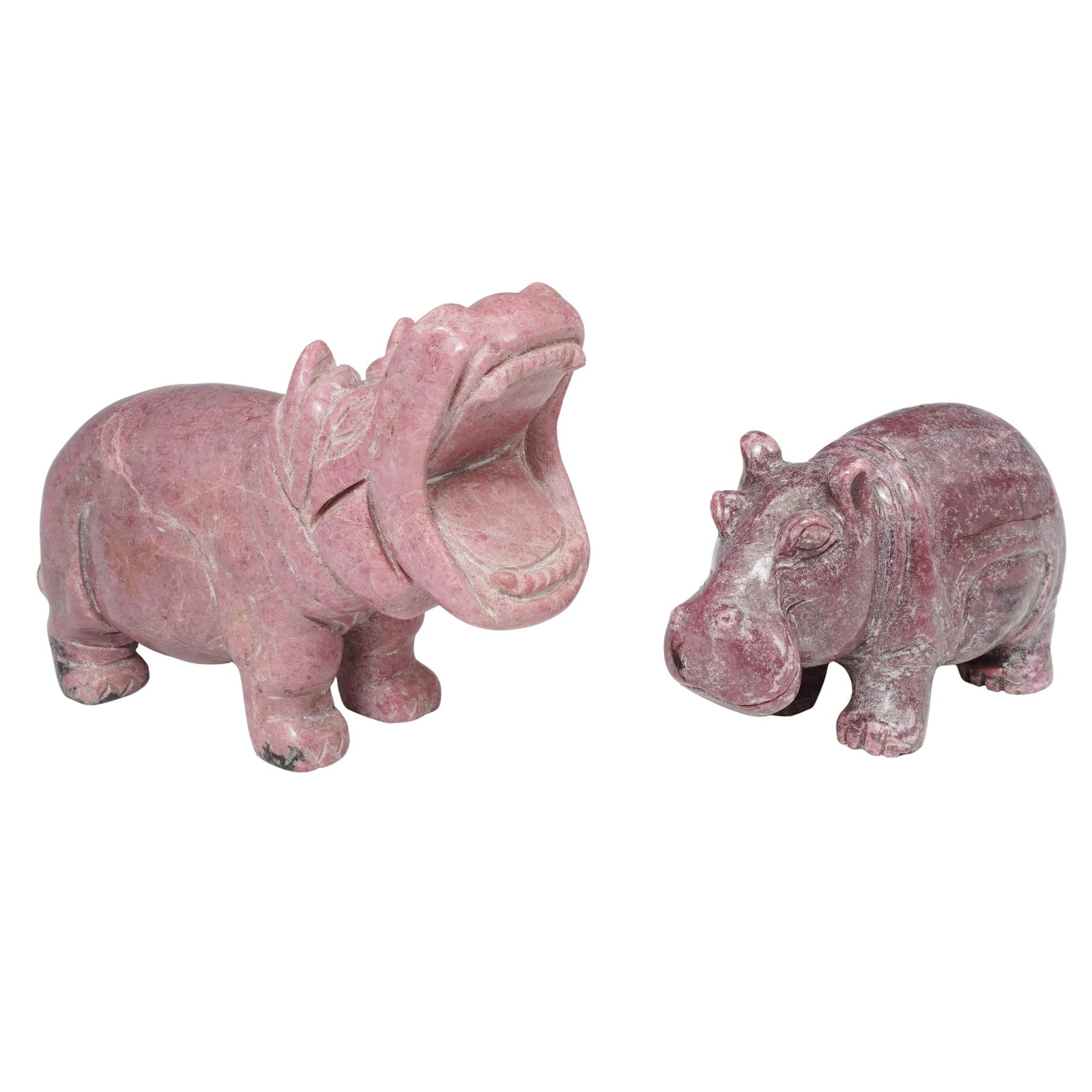 (2pc) Rhodonite Hippopotamus Carved Figurines (1 of 6)