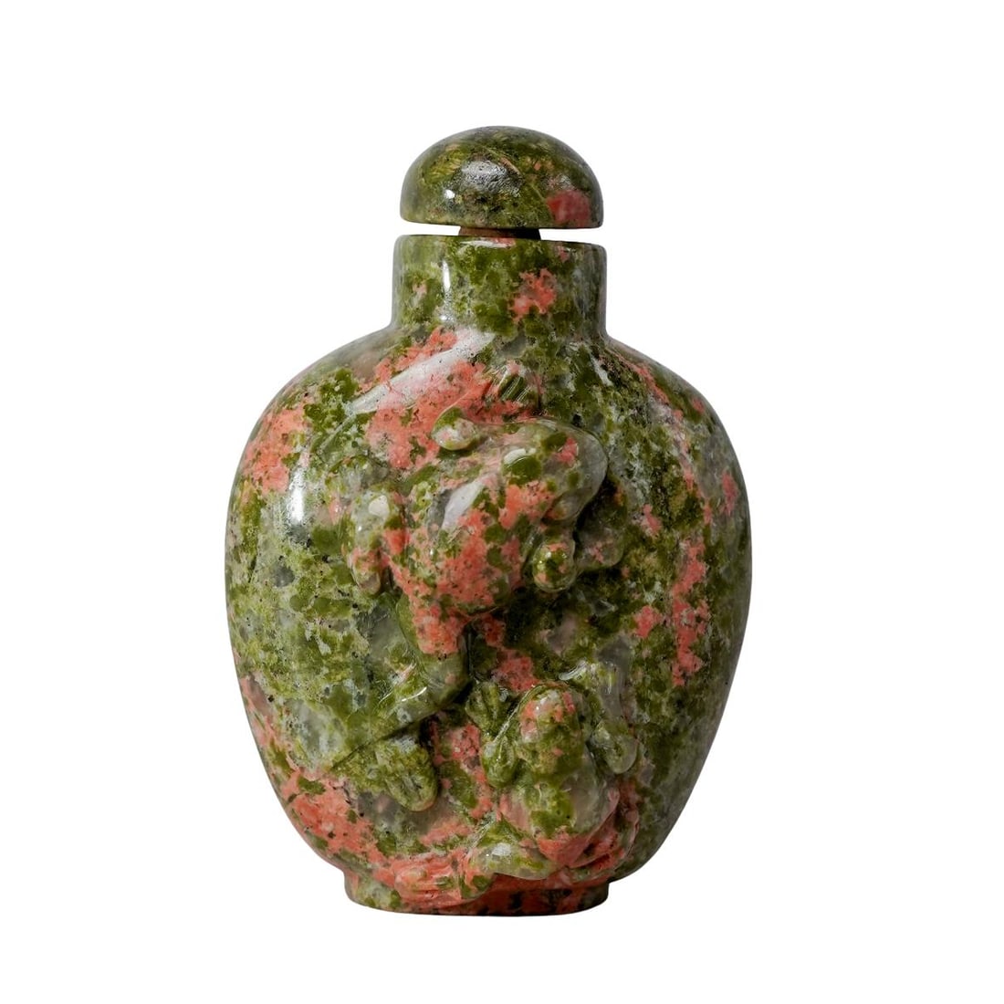 Antique Chinese Carved Unakite Frog Snuff Bottle (1 of 4)