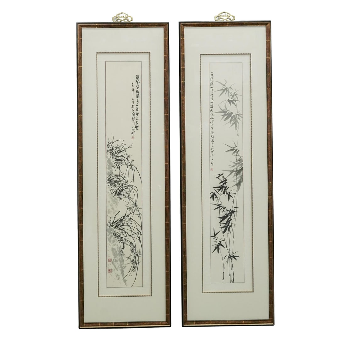 Pair of Chinese Ink Serigraphs with Calligraphy and Artists Seals. (1 of 6)