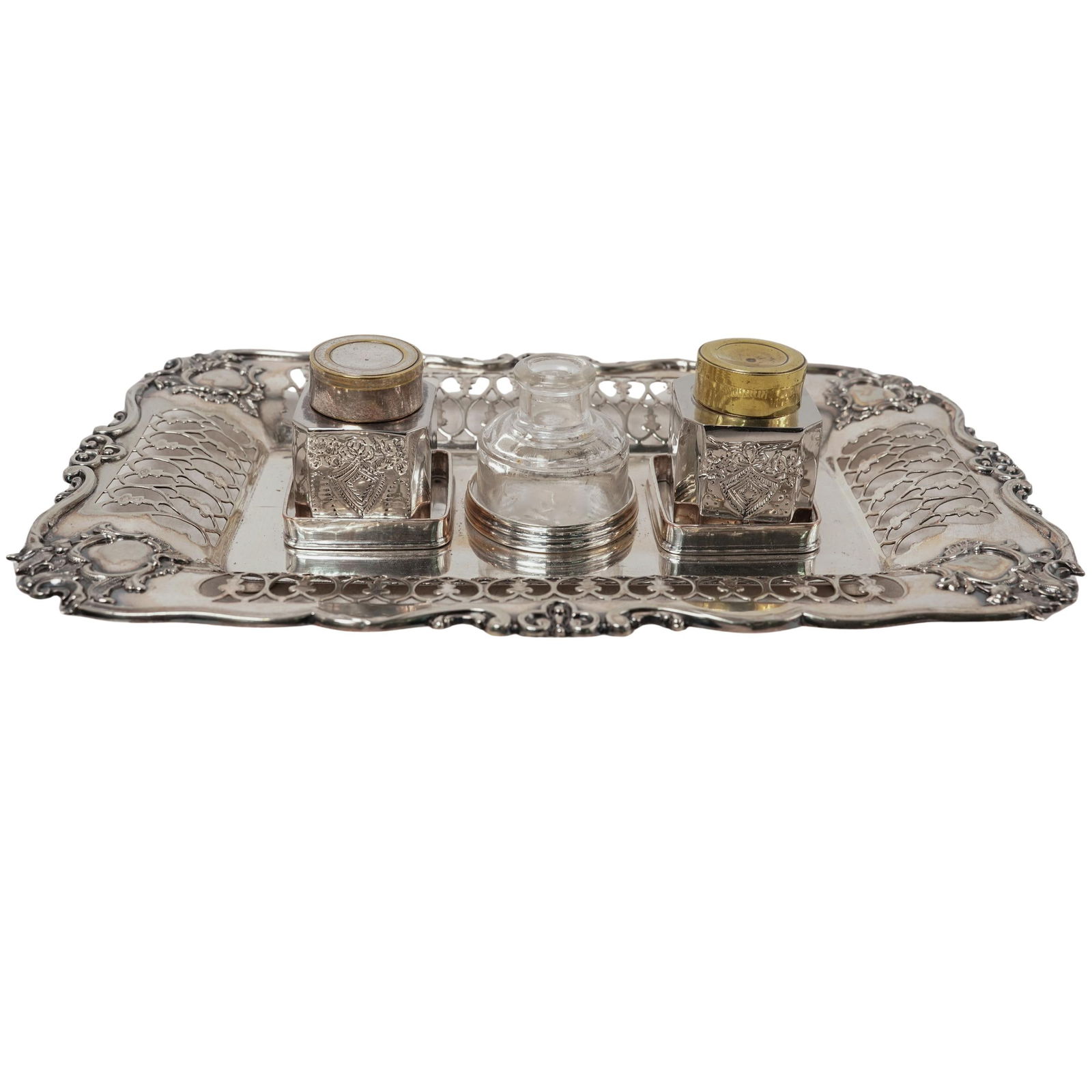 Charles M. Higgins Ink Co. Brooklyn NY Silver-Plated Inkstand (1 of 5)