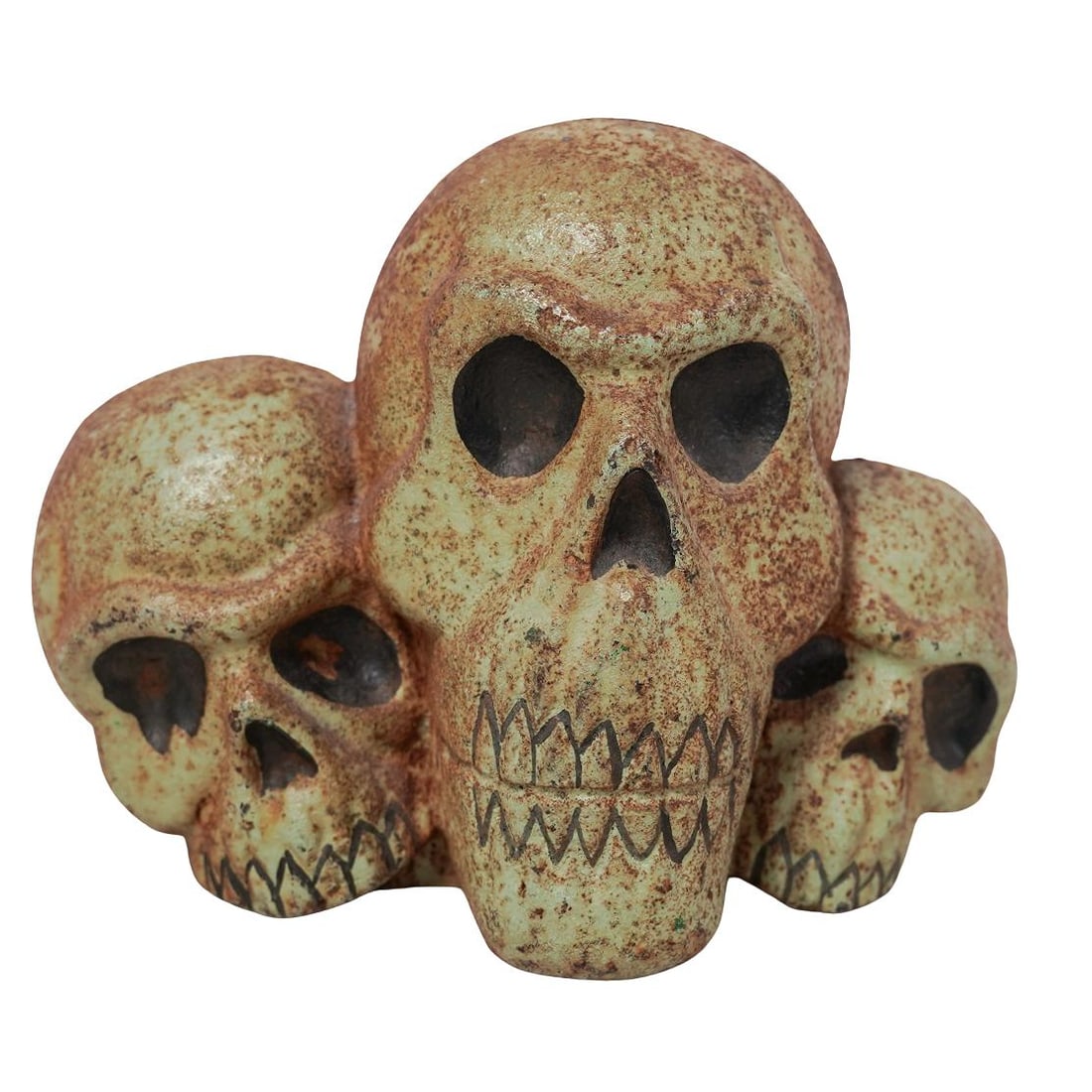 Vintage Cast-Iron Three Skulls Door Stopper Sculpture (1 of 4)