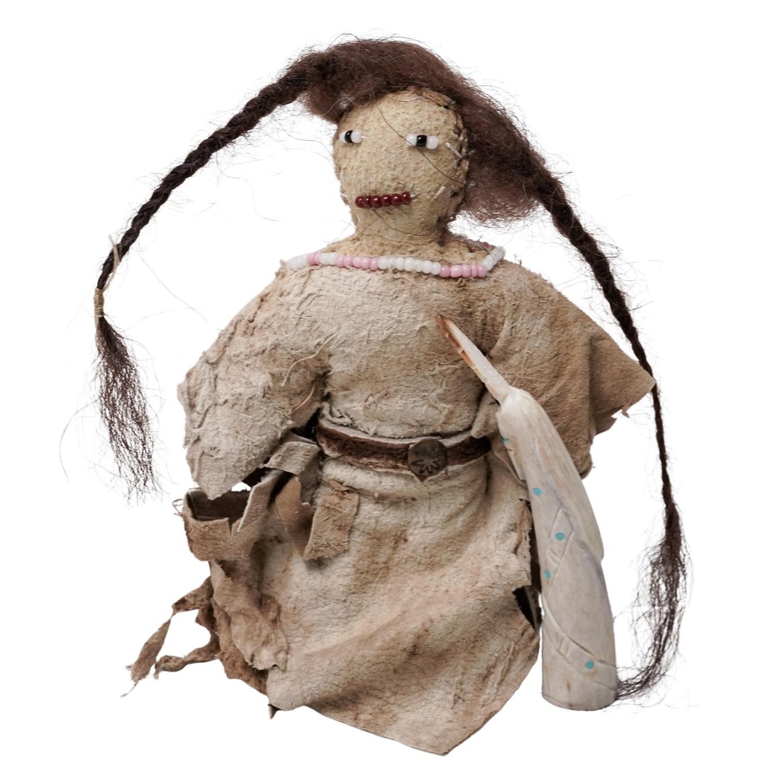 (2 pcs) Traditional Native American Buckskin Doll and Bone Talisman (1 of 4)