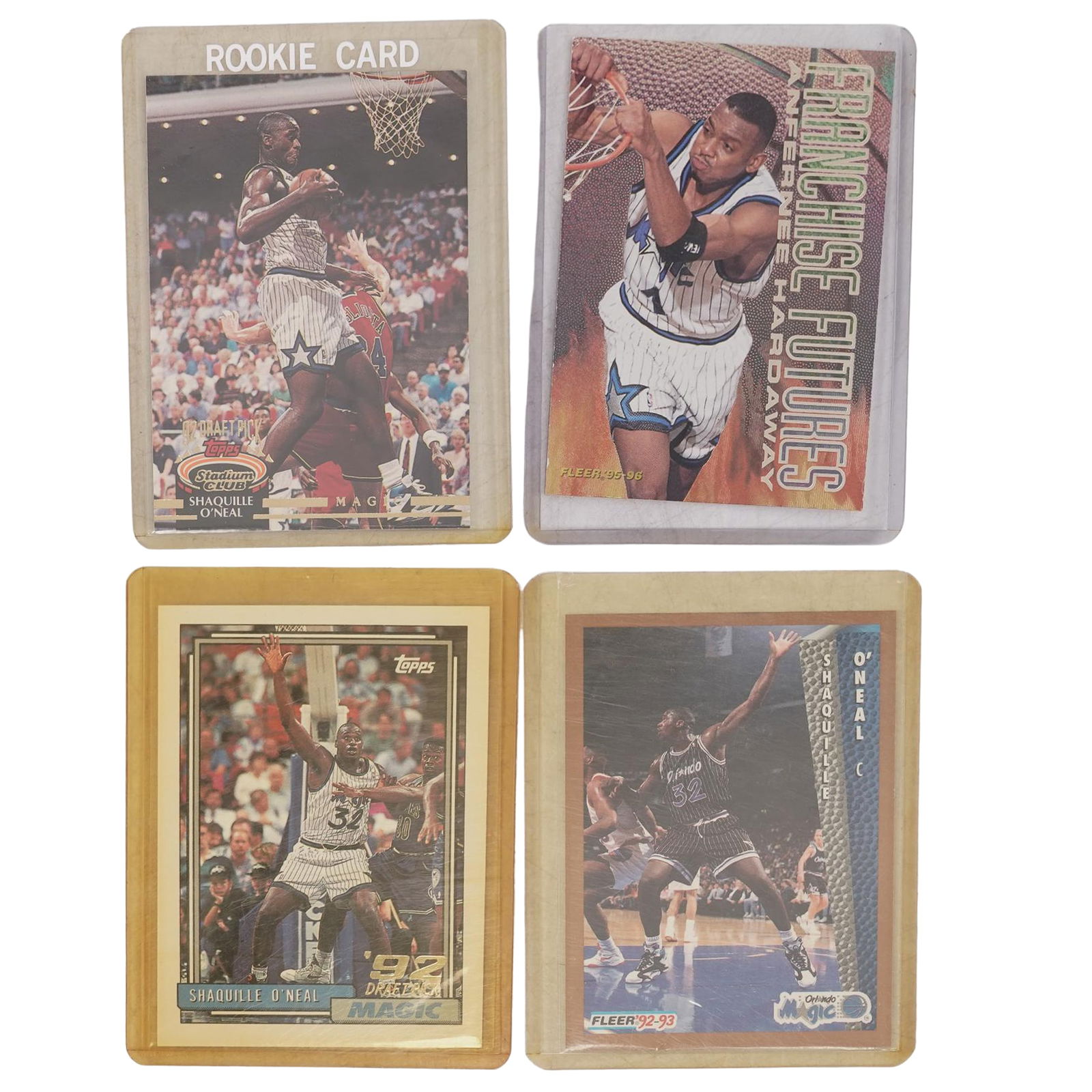 4pc Collection of Fleer & Topps NBA players Rookie cards Shaquille O'neal and Anfernee Hardaway. (1 of 3)