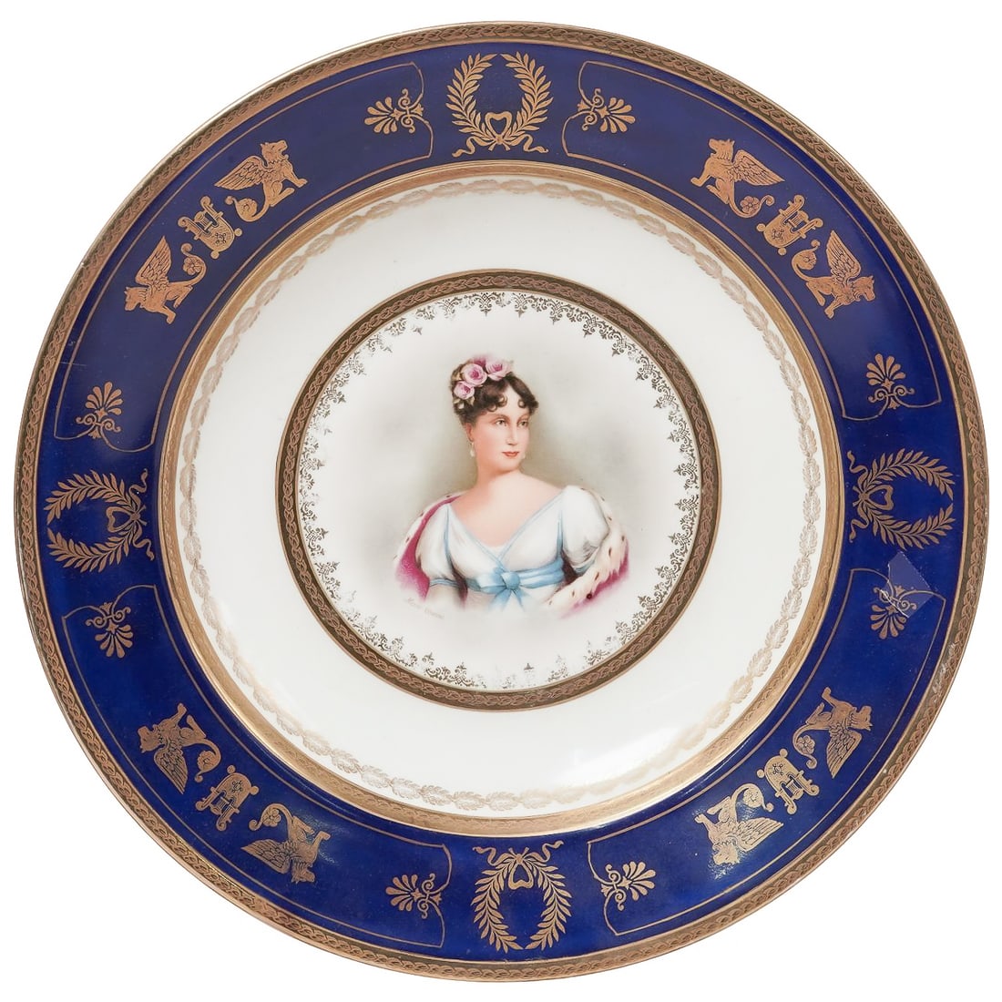 Antique Large French Porcelain Portrait Charger of Marie Louise (1 of 4)