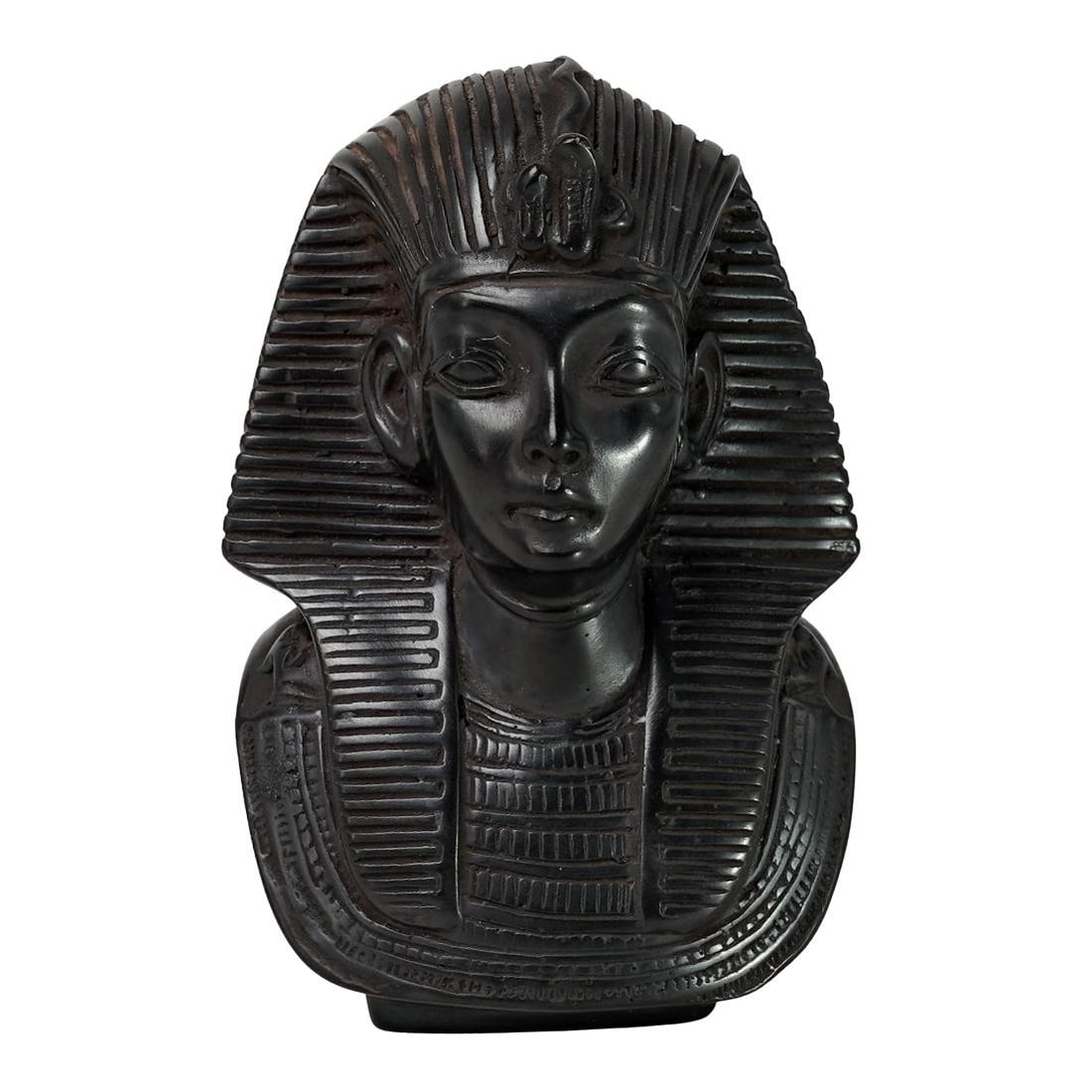 Egyptian Carved Black Stone Tutankhamun Bust: Egyptian Carved Black Stone Tutankhamun Bust Mid to Late 20th c., Egypt Egyptian hand-carved black stone bust of the Death Mask of Tutankhamun. H: 5.25" W: 3" L: 3.25"