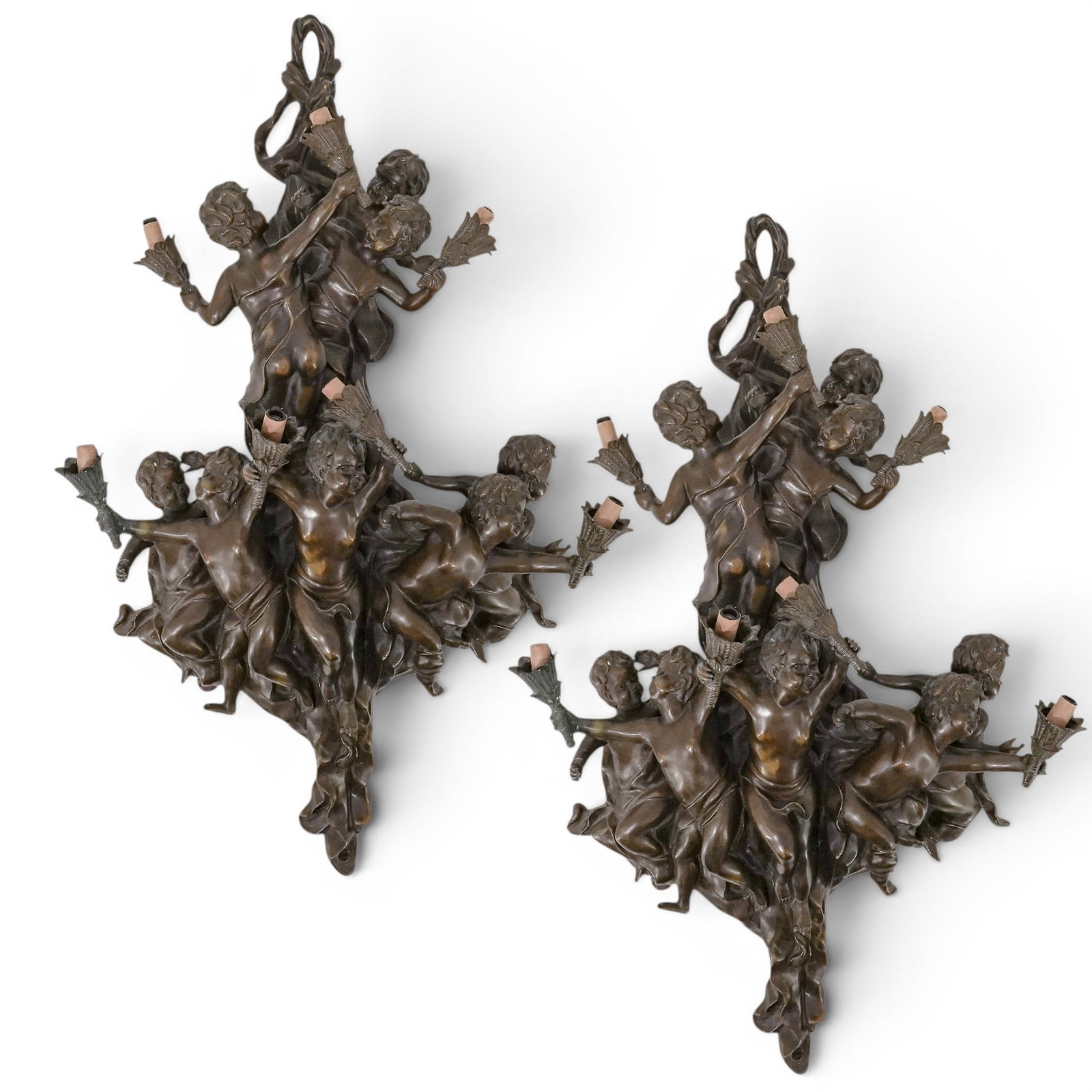 19th Cent. Joseph Cheret Bronze Cherub Wall Sconces (1 of 8)
