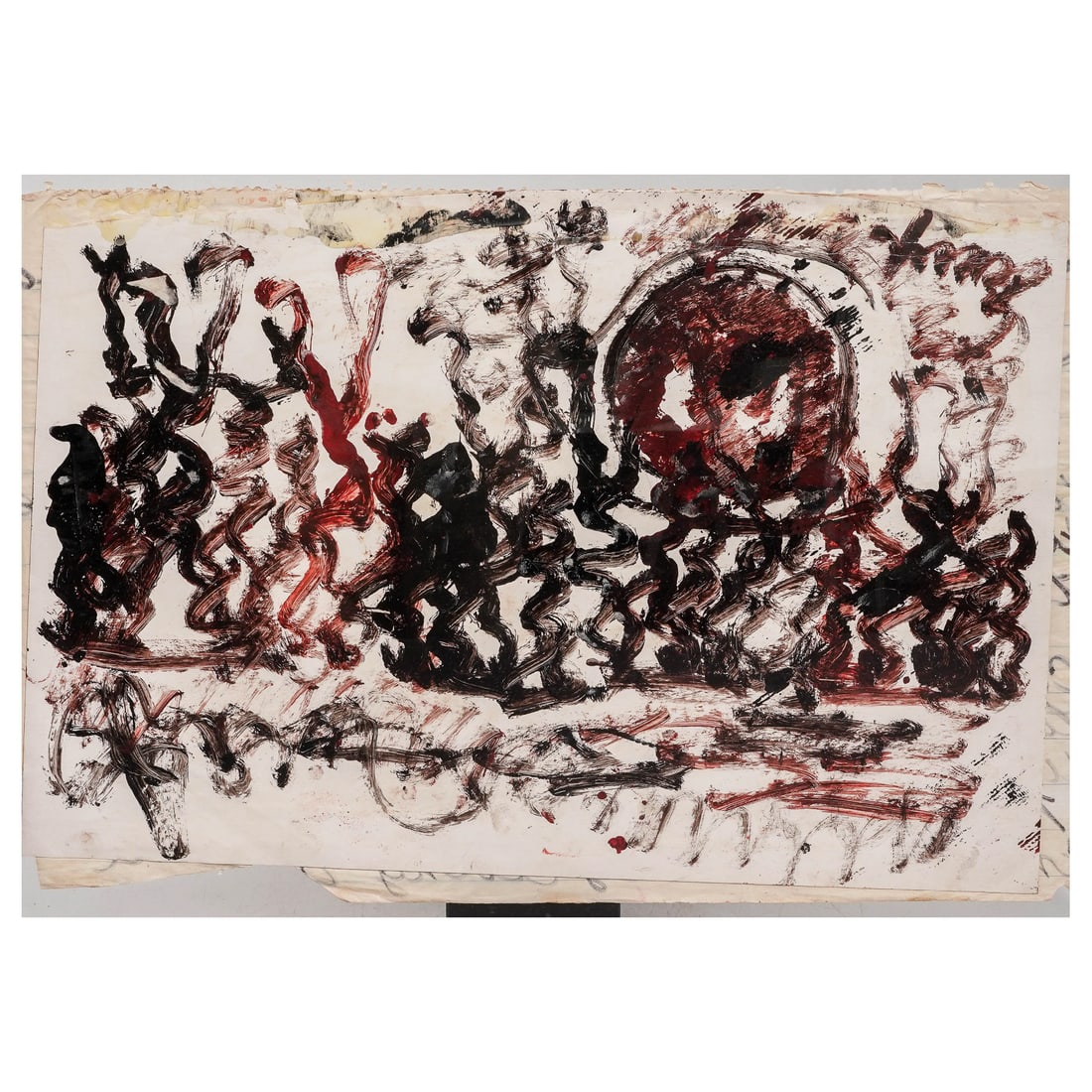 Purvis Young (American, 1943–2010) Double-Sided Mixed Media on Paper: Purvis Young (American, 1943–2010) Double-Sided Mixed Media on Paper Late 20th Century, USA Original double-sided mixed media work on paper by Purvis Young, featuring expressive abstract figural com