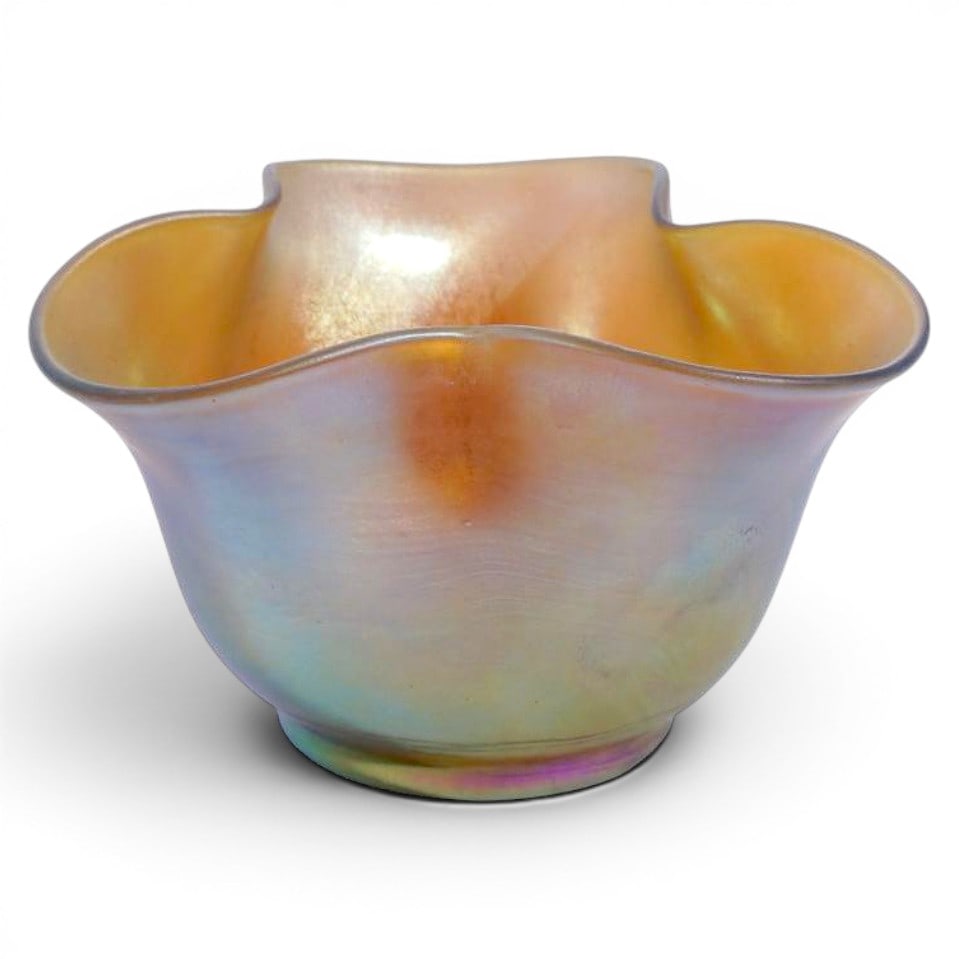Steuben Glass Gold "Aurene" Iridescent Bonbon (1 of 5)