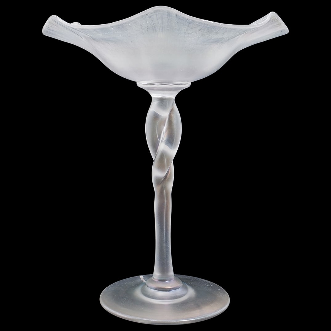 Steuben 'Verre de Soie" Glass Twisted Stem Compote (1 of 7)