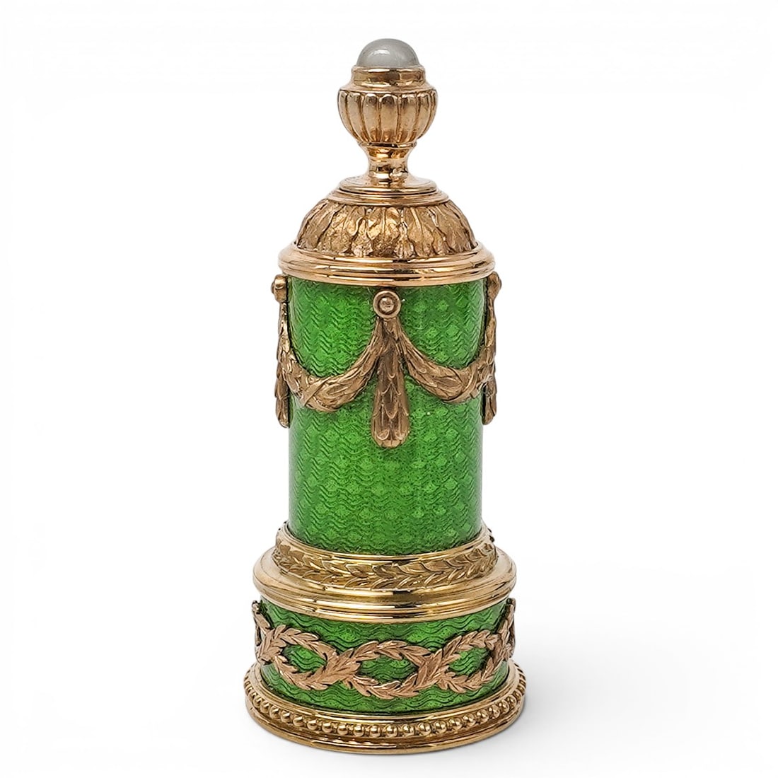 Imperial Russian Era Silver-Gilt Guilloche Enamel Perfume Bottle (1 of 8)