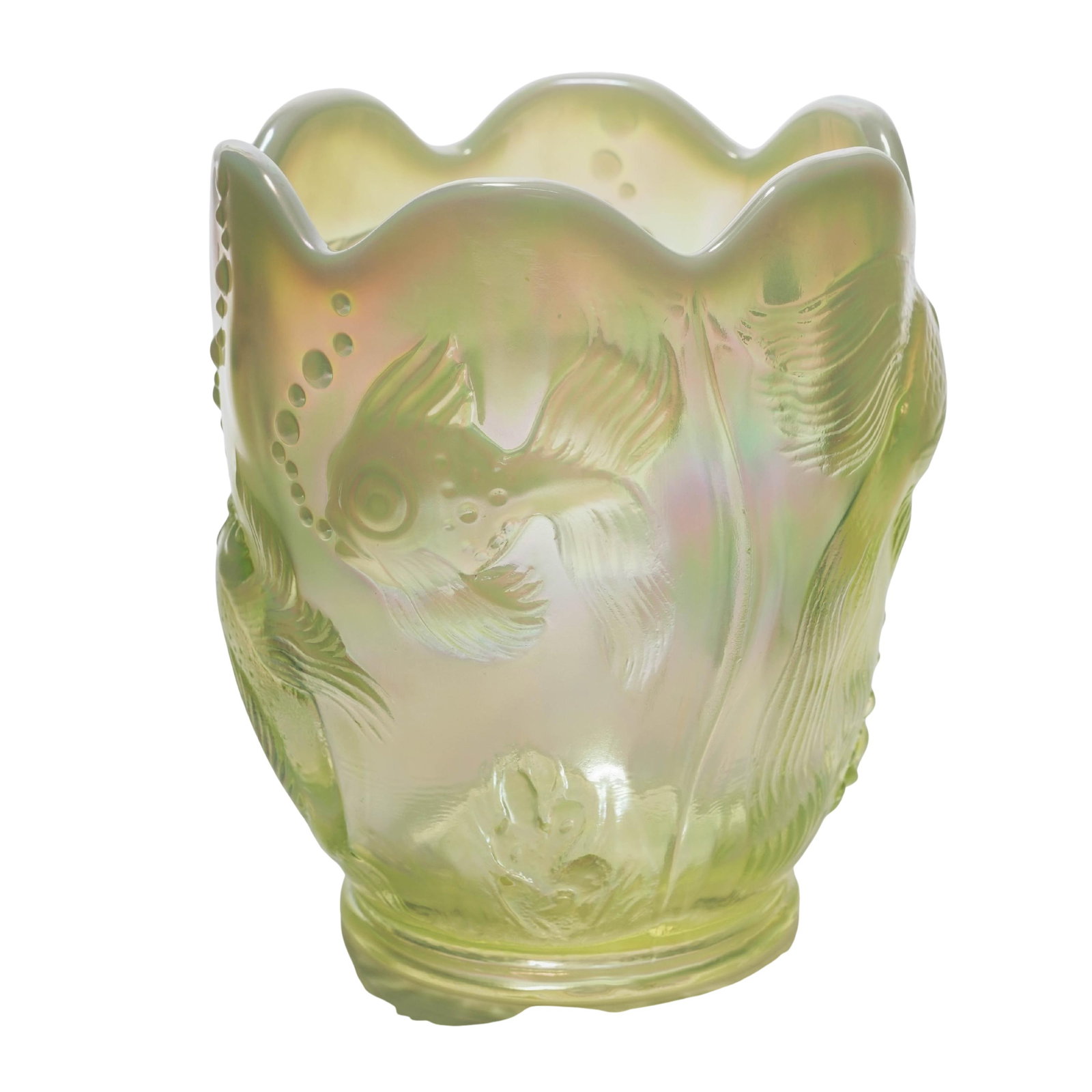 Fenton Uranium Glass Topaz Opalescent 'Atlantis' Vase (1 of 8)