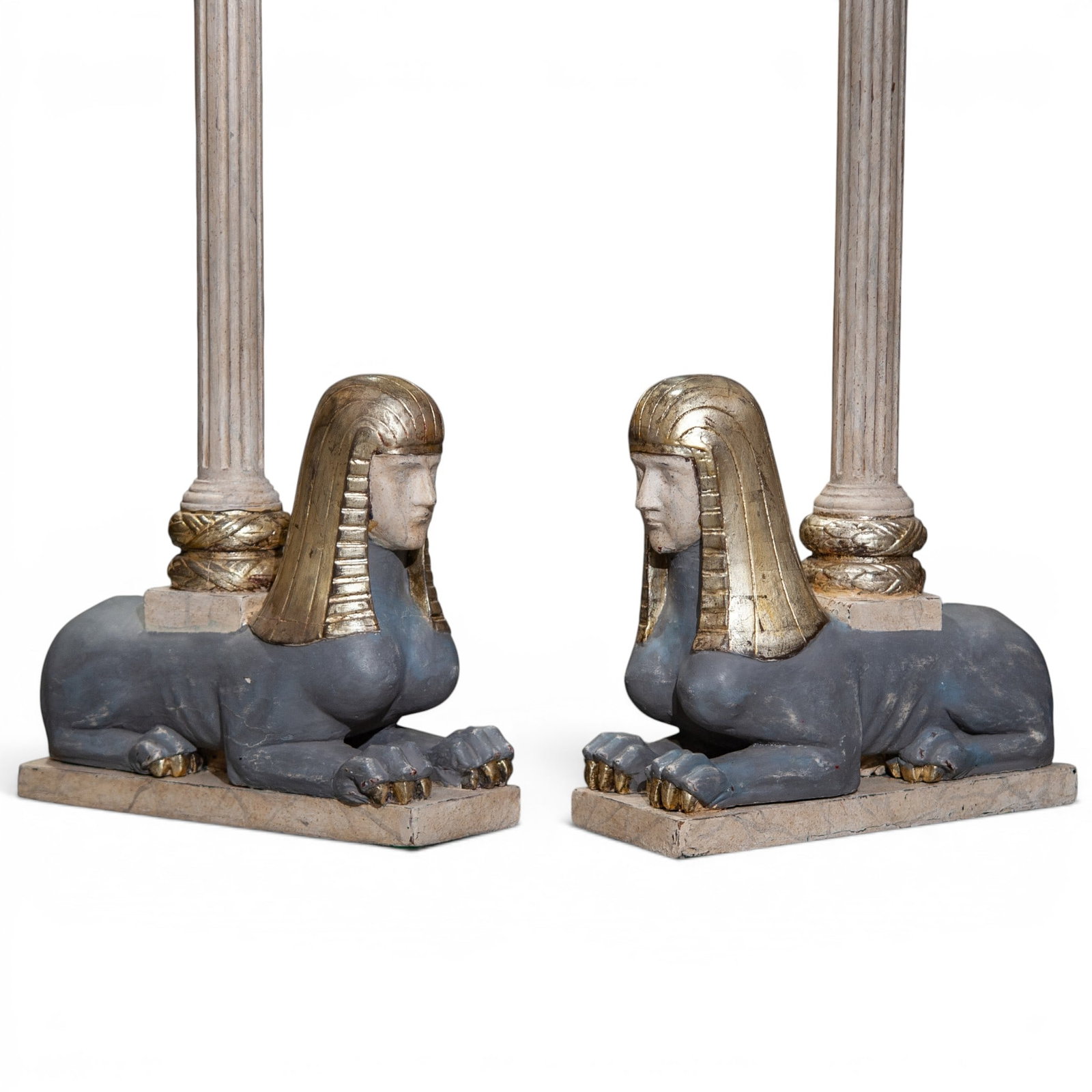 Pair Bugatti Style Egyptian Revival Sphinx Lamps (1 of 12)