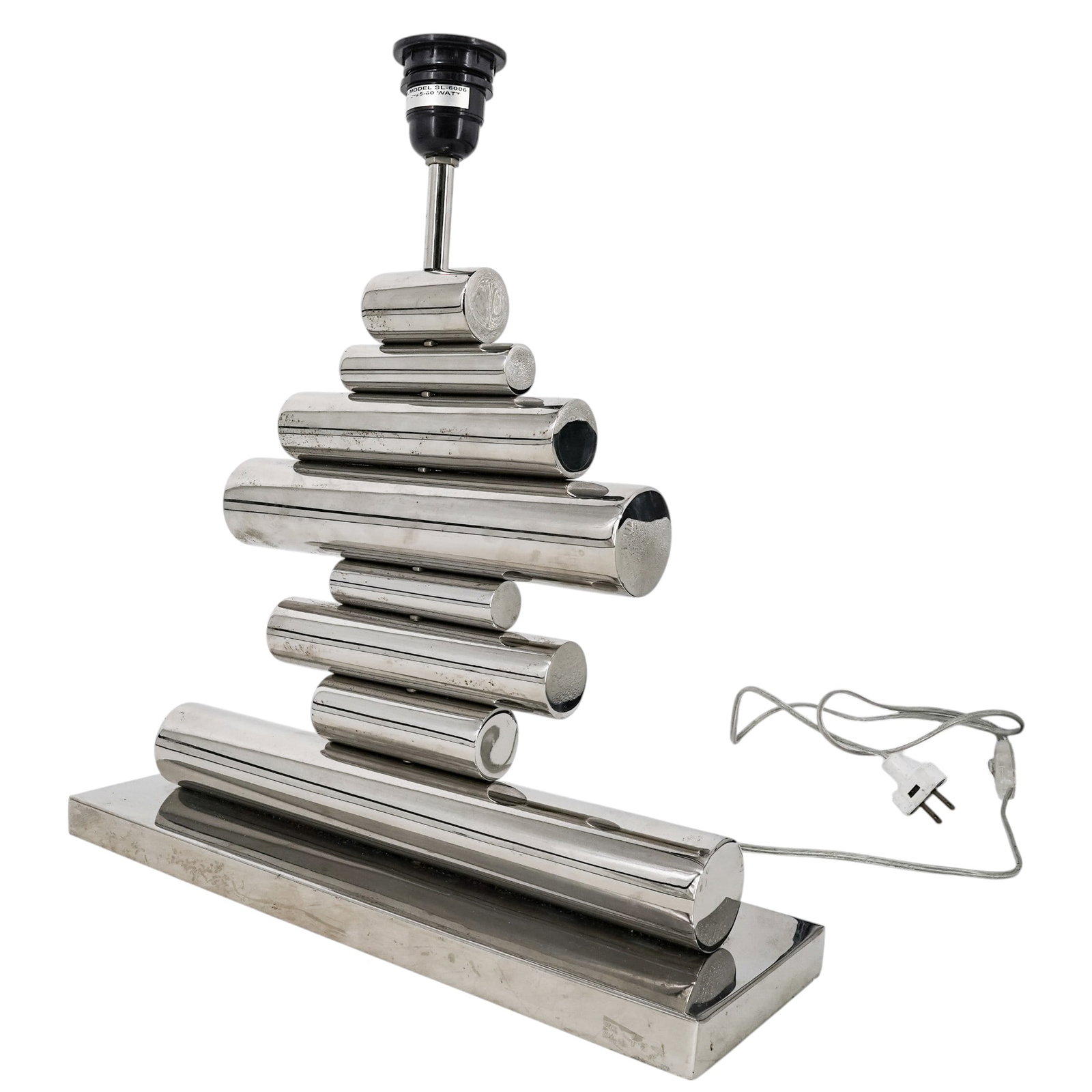 MCM Stacked Chrome Table Lamp - 6