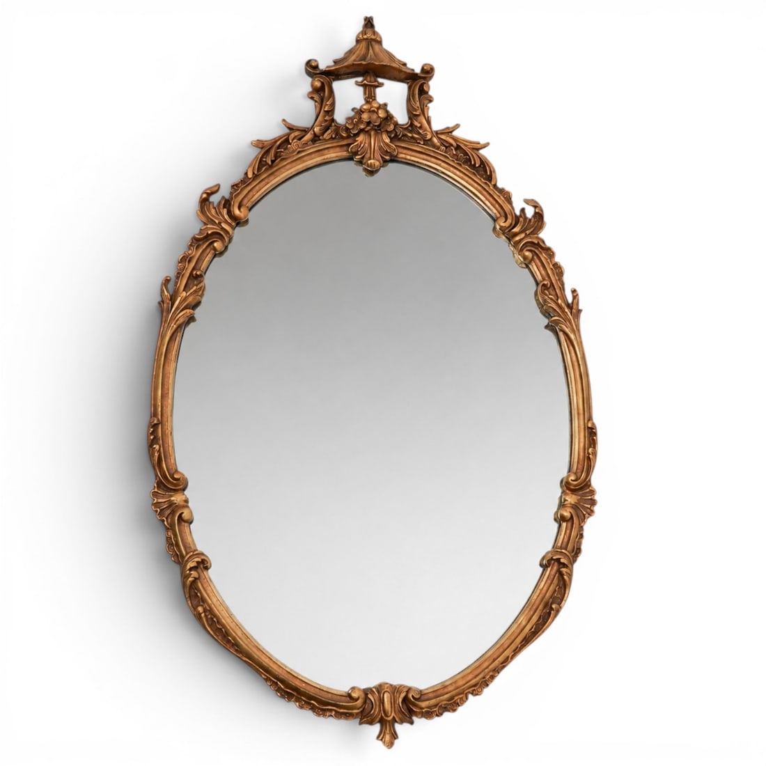 Antique Oval Carved Gilt Wood Wall Mirror (1 of 4)