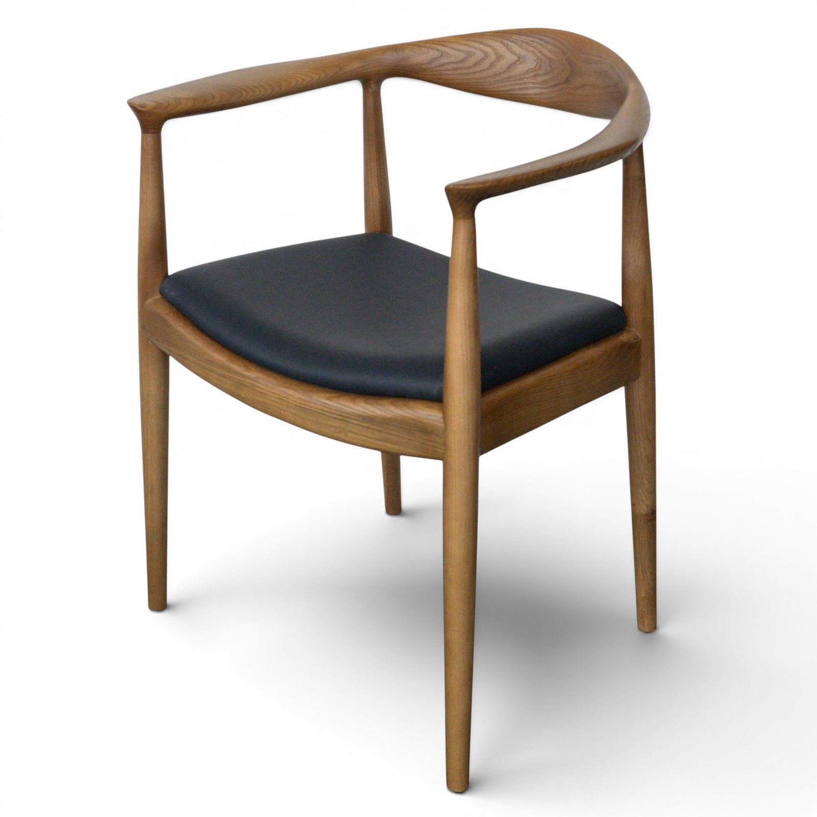 Hans Wegner Style Wood & Leather Chair (1 of 6)