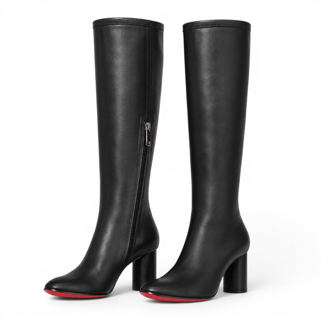 Christian Louboutin "Jane Botta 55" Knee-High Boots: Christian Louboutin "Jane Botta 55" Knee-High Boots c. 2024, Italian. The Christian Louboutin Jane Botta knee-high boots are a sleek, '70s-inspired minimalist design defined by clean urban lines and