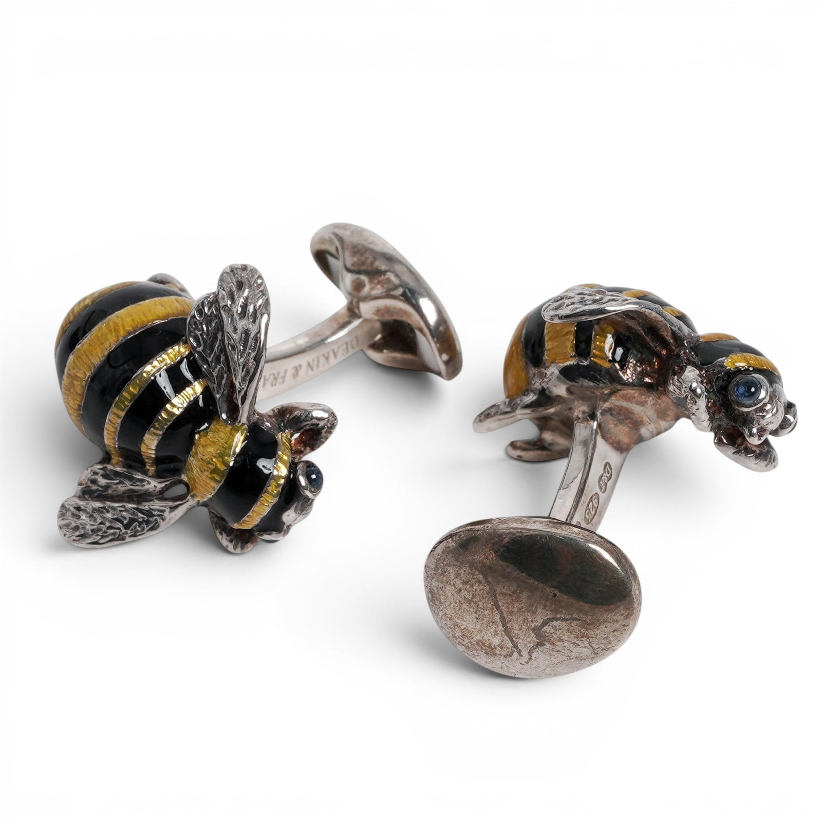 Deakin and Francis Sterling Rooster Cufflinks: Deakin and Francis Sterling Rooster Cufflinks Late 20th-early 21st century, English Deakin and Francis sterling silver enameled rooster cufflinks. Marked "Deakin and Francis" with "D & F" maker's mark