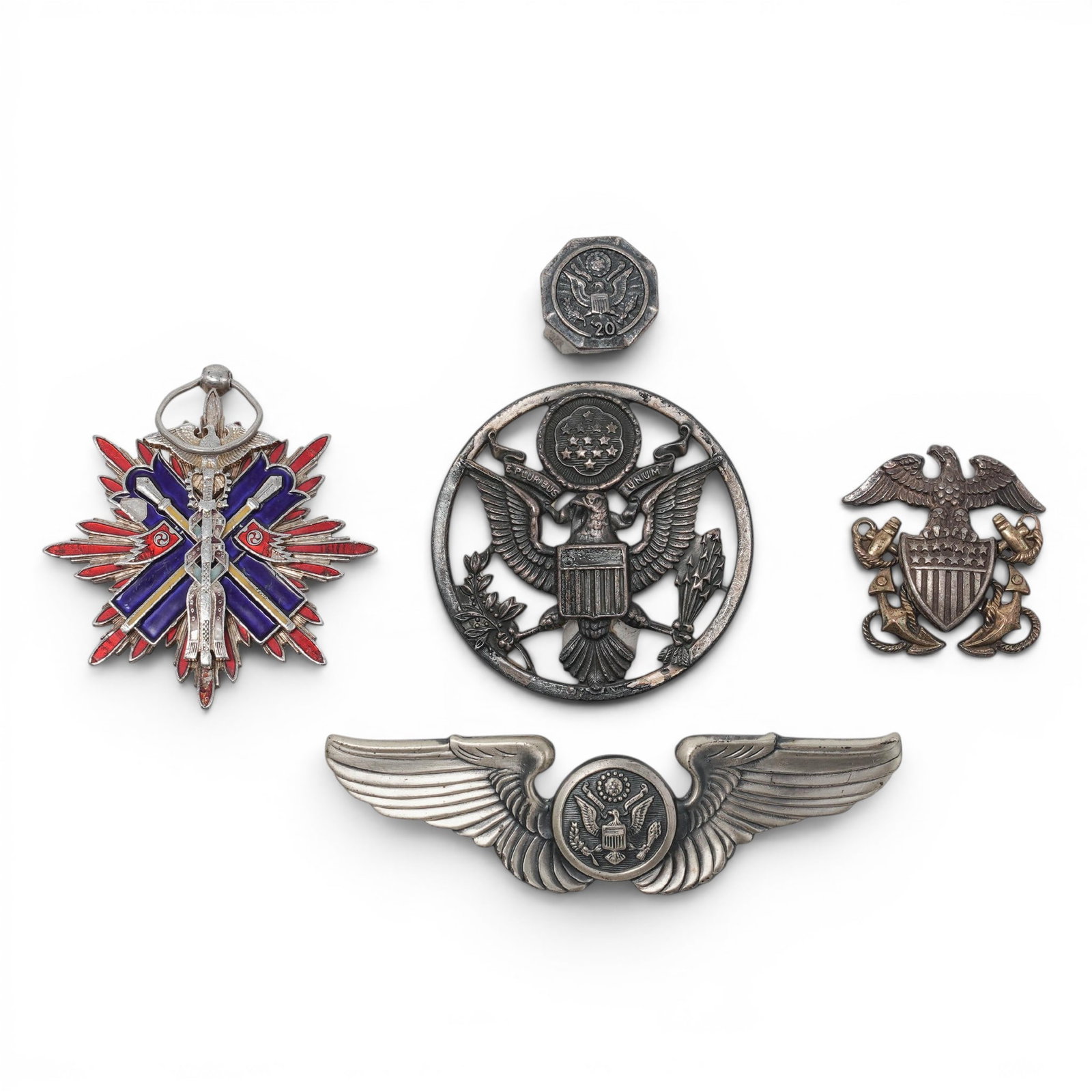 (5 pcs) Military Sterling & Silver Medals (1 of 4)
