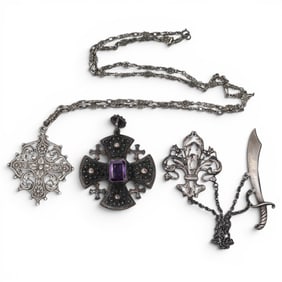 (3 pcs) Victorian Sterling Silver Jewelry
