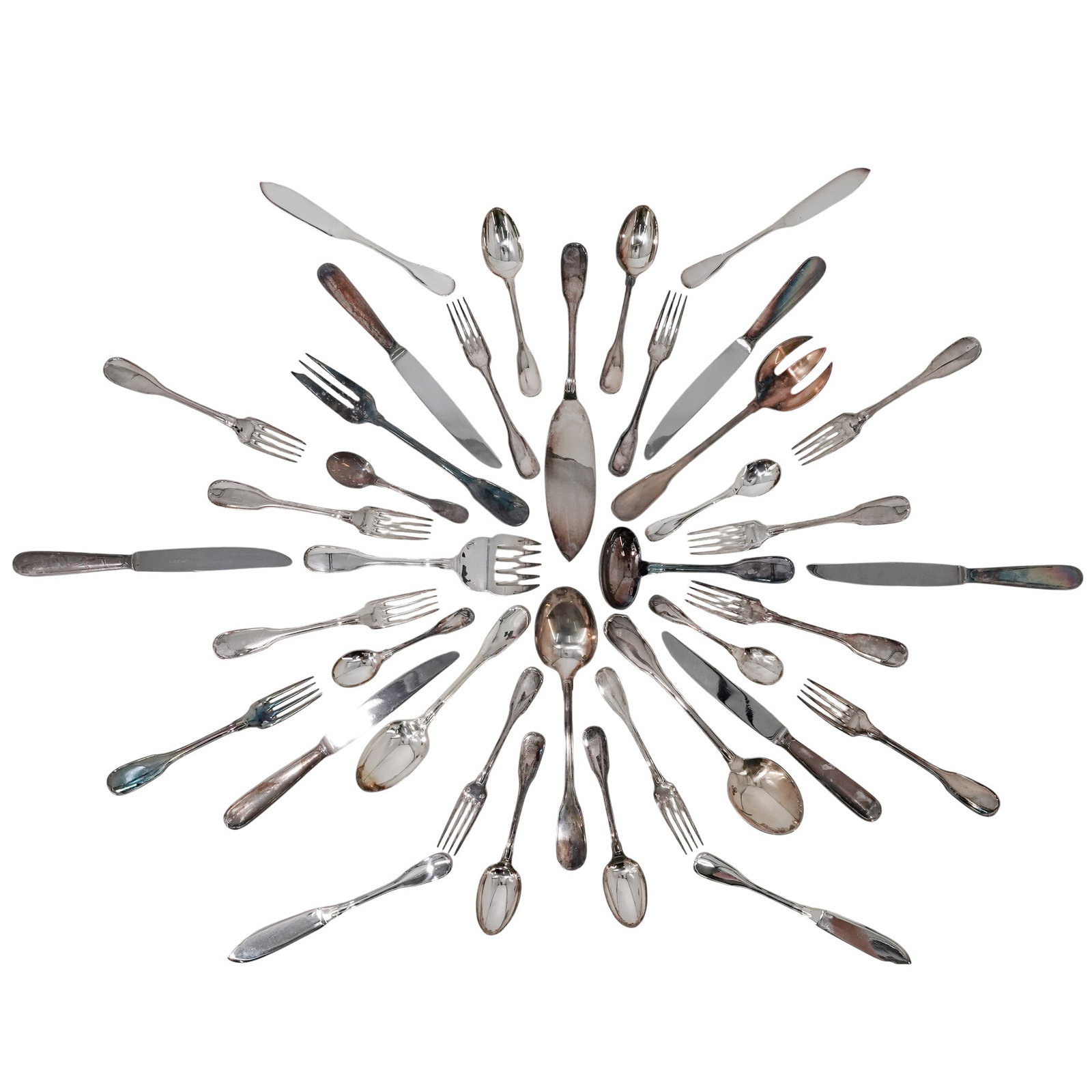 (115 pcs) Christofle "Touraine" Silverplated Flatware (1 of 15)