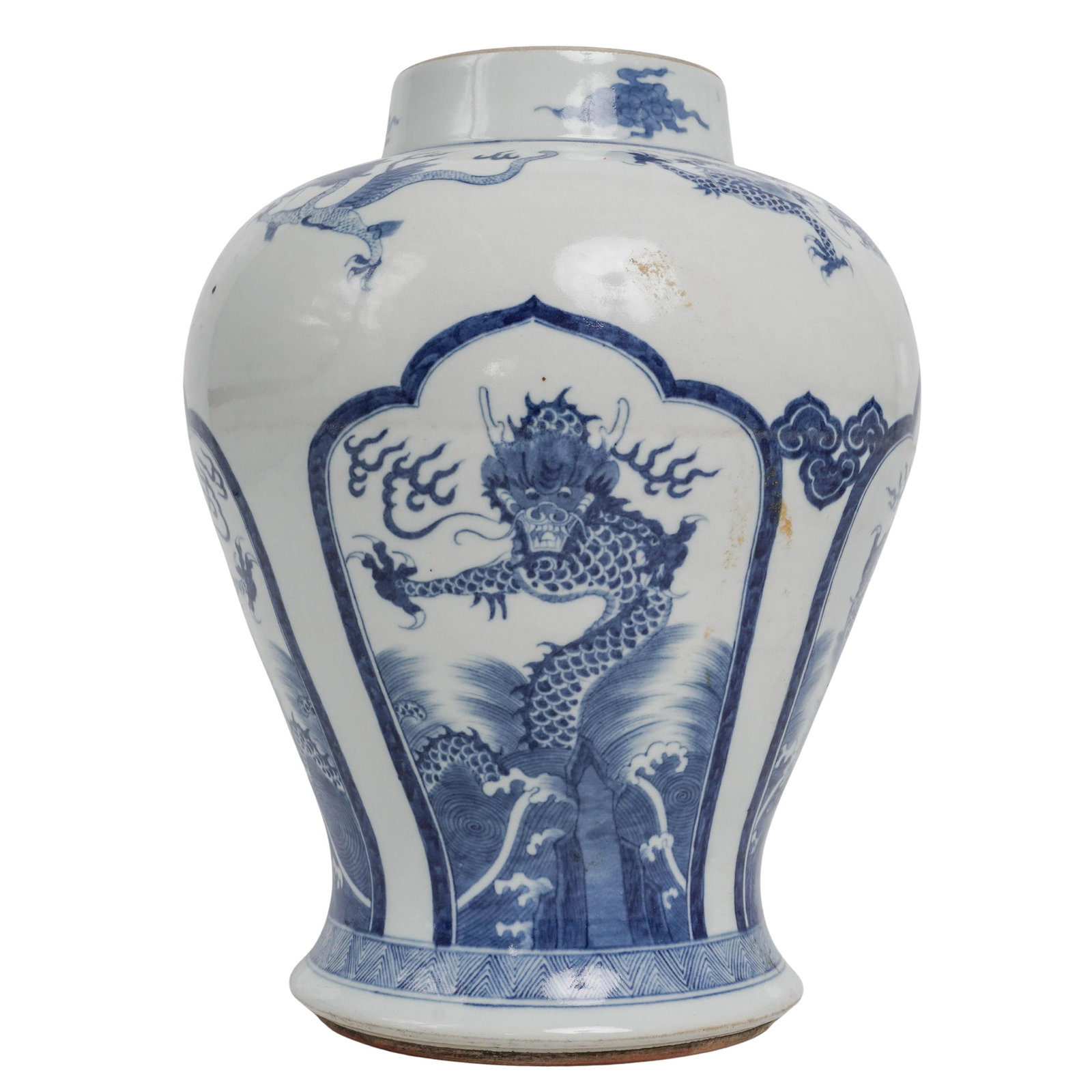 Antique Chinese Blue & White Porcelain Dragon Vase (1 of 10)
