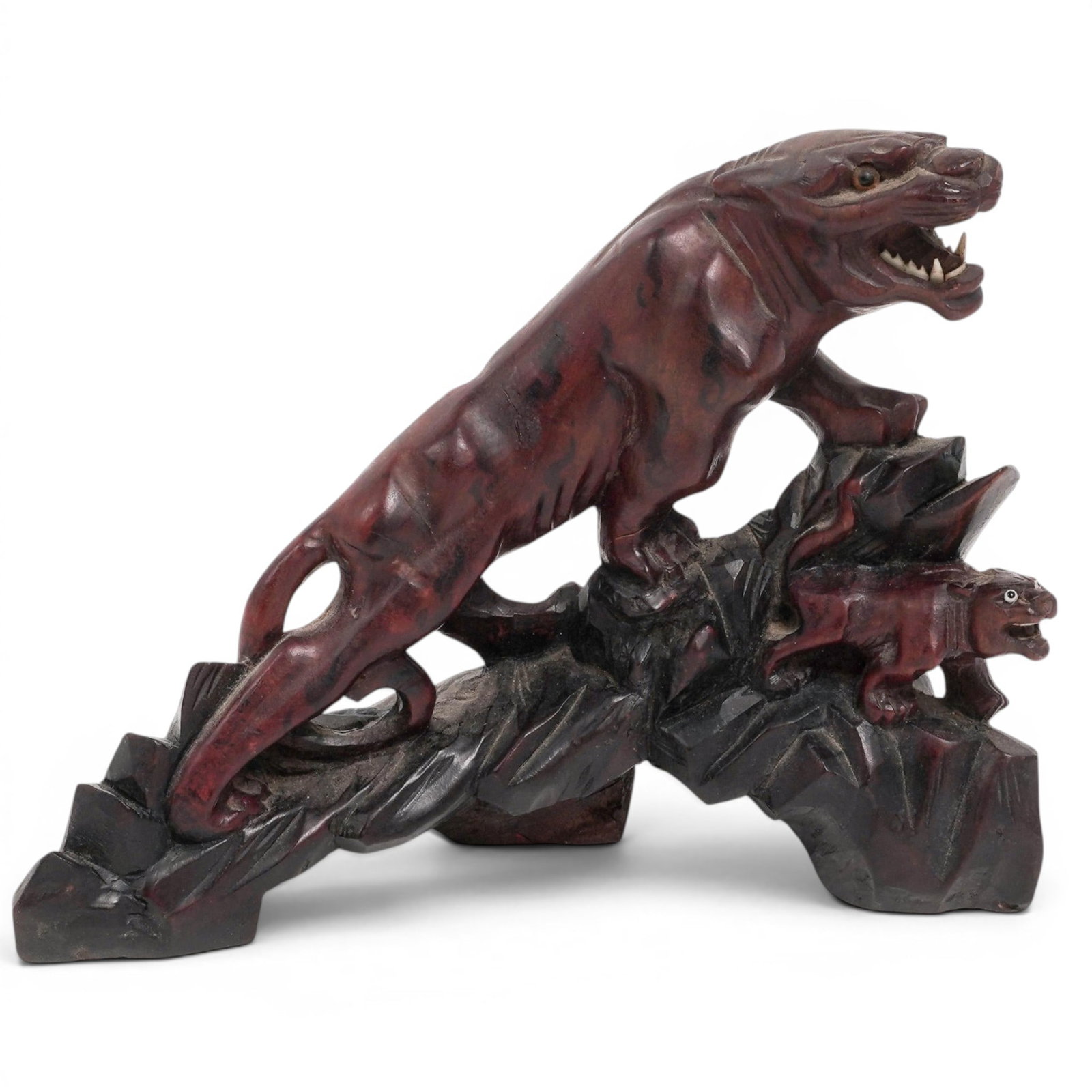 Vintage Chinese Carved Rosewood Tiger & Cub Sculpture (1 of 8)