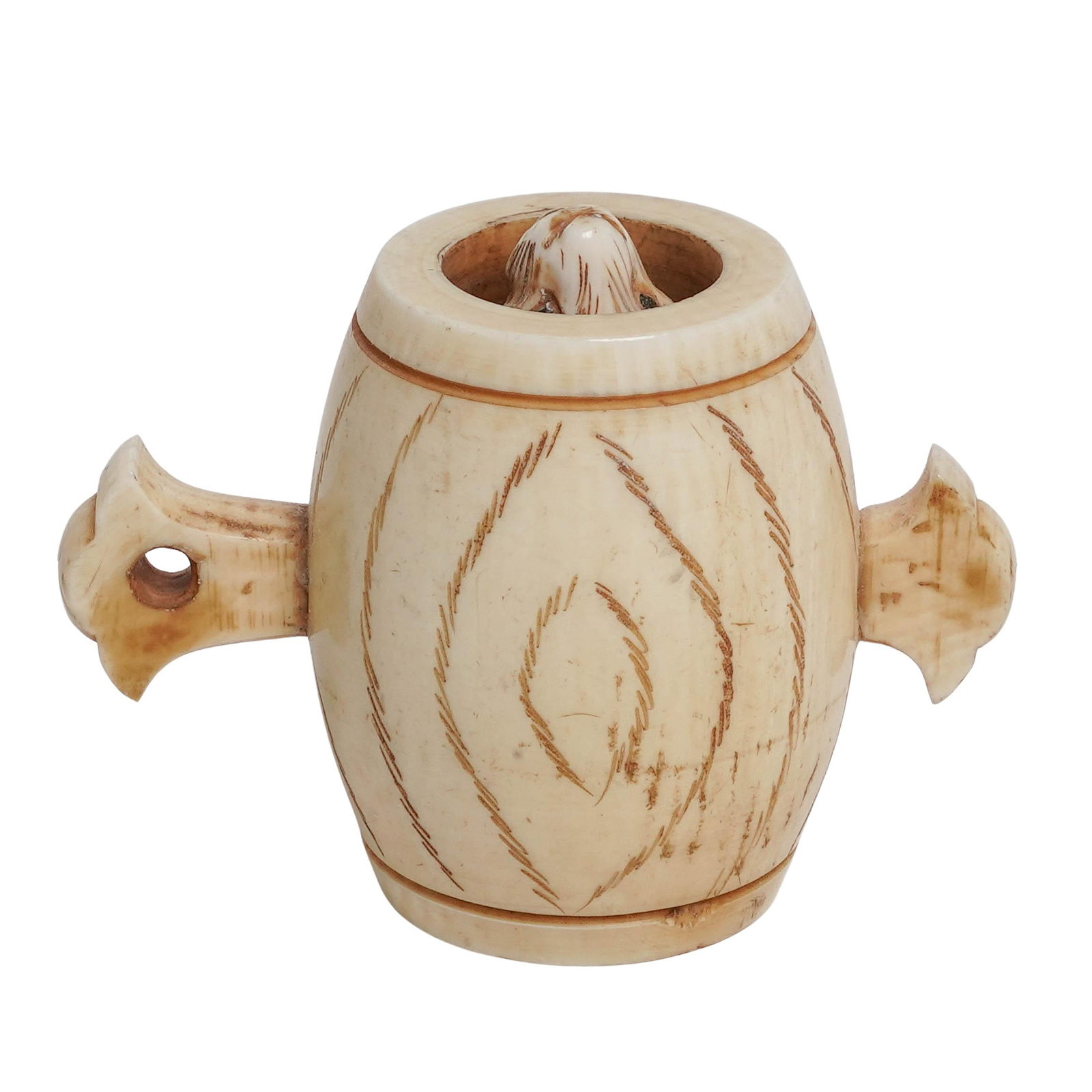 Japanese Rodent In Barrel Bone Netsuke (1 of 7)
