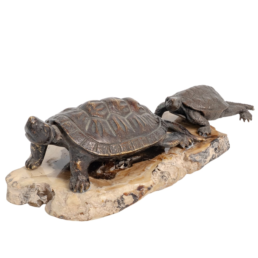 Japanese Meiji Bronze Turtles on Marble (1 of 6)