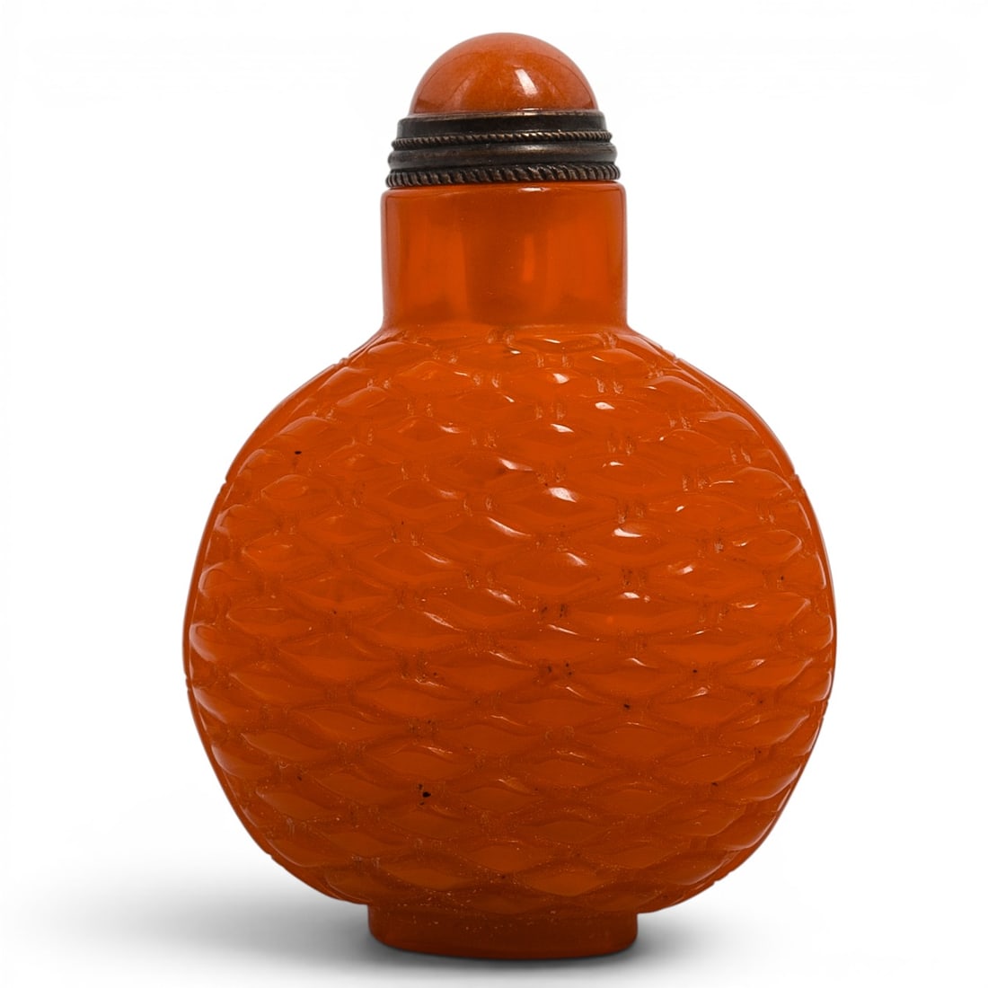 Chinese Orange Basket Weave Glass Snuff Bottle (1 of 4)