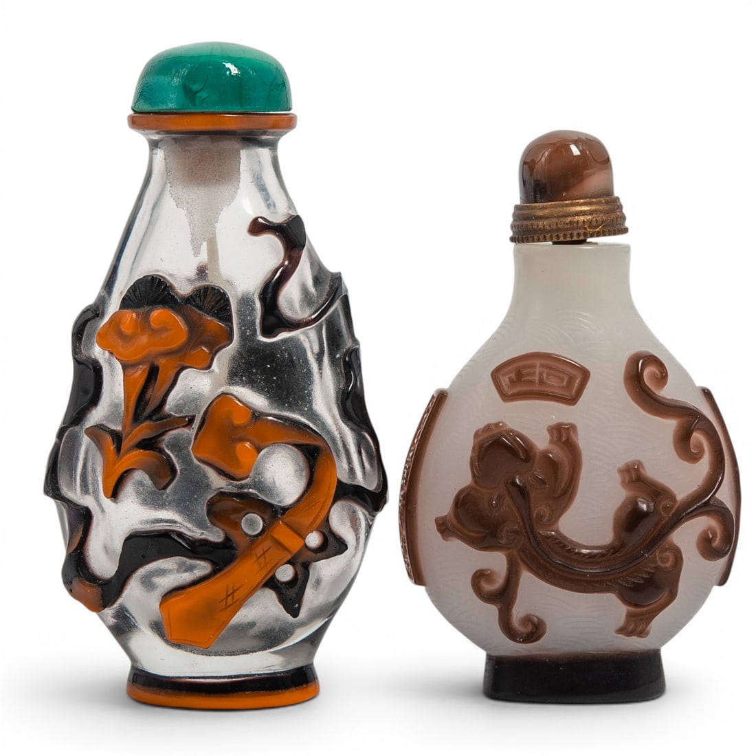 (2 pcs) Chinese Peking Glass Snuff Bottles (1 of 7)