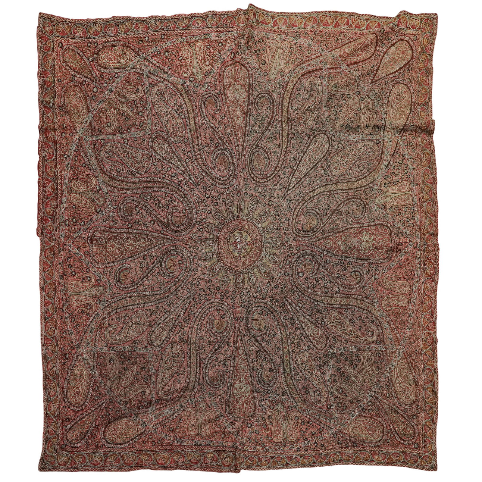 Antique Kashmiri Kani Paisley Woven Shawl Textile (1 of 5)